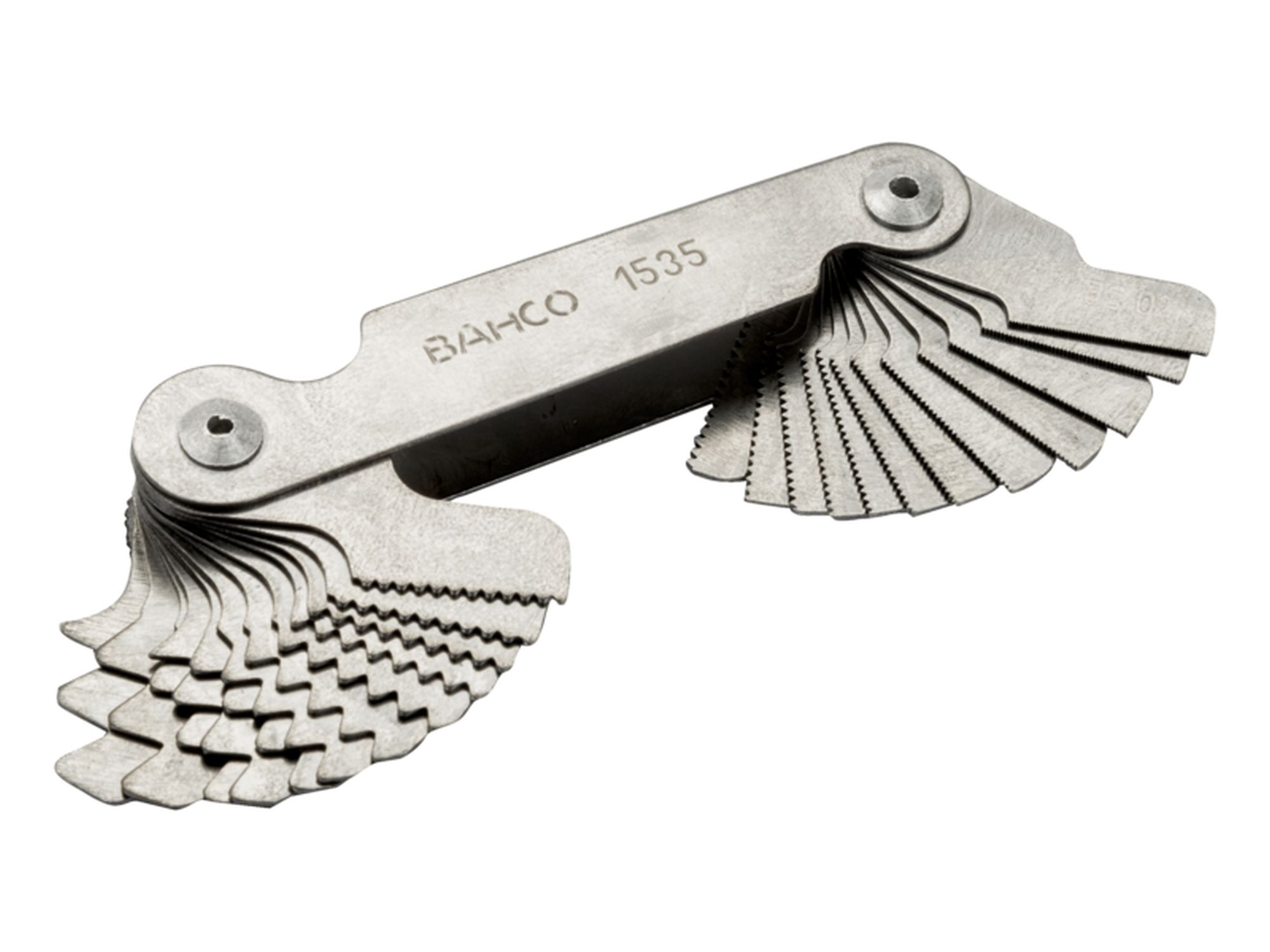 Galga de roscas con medidas métricas y ángulo de 60°