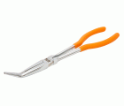 Alicates de boca semirredonda extralargos con punta curvada a 35°, mangos recubiertos de PVC y acabado pulido fino (270 mm)