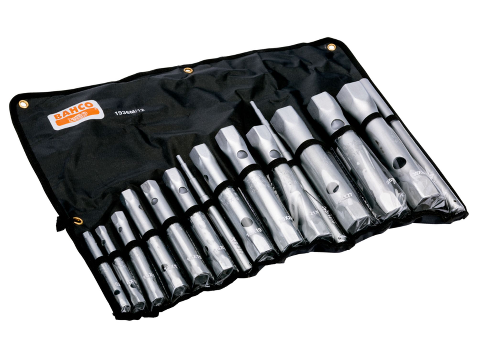 Juego de llaves de tubo de dos bocas métricas con mango escalonado para llave de tubo (12 piezas/caja)