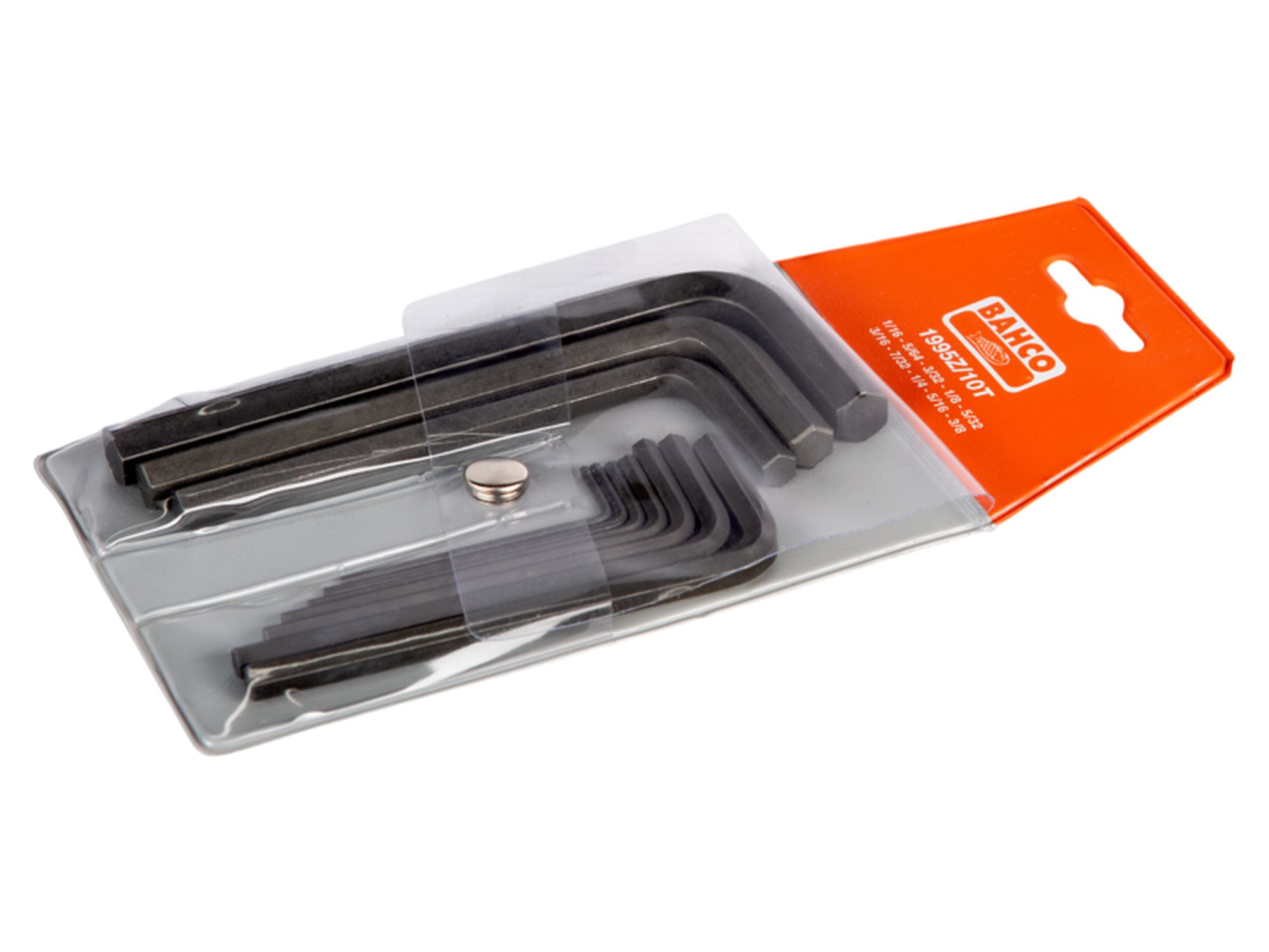 Juego de 10 llaves tipo allen hexagonales con acabado fosfatado, 1/16