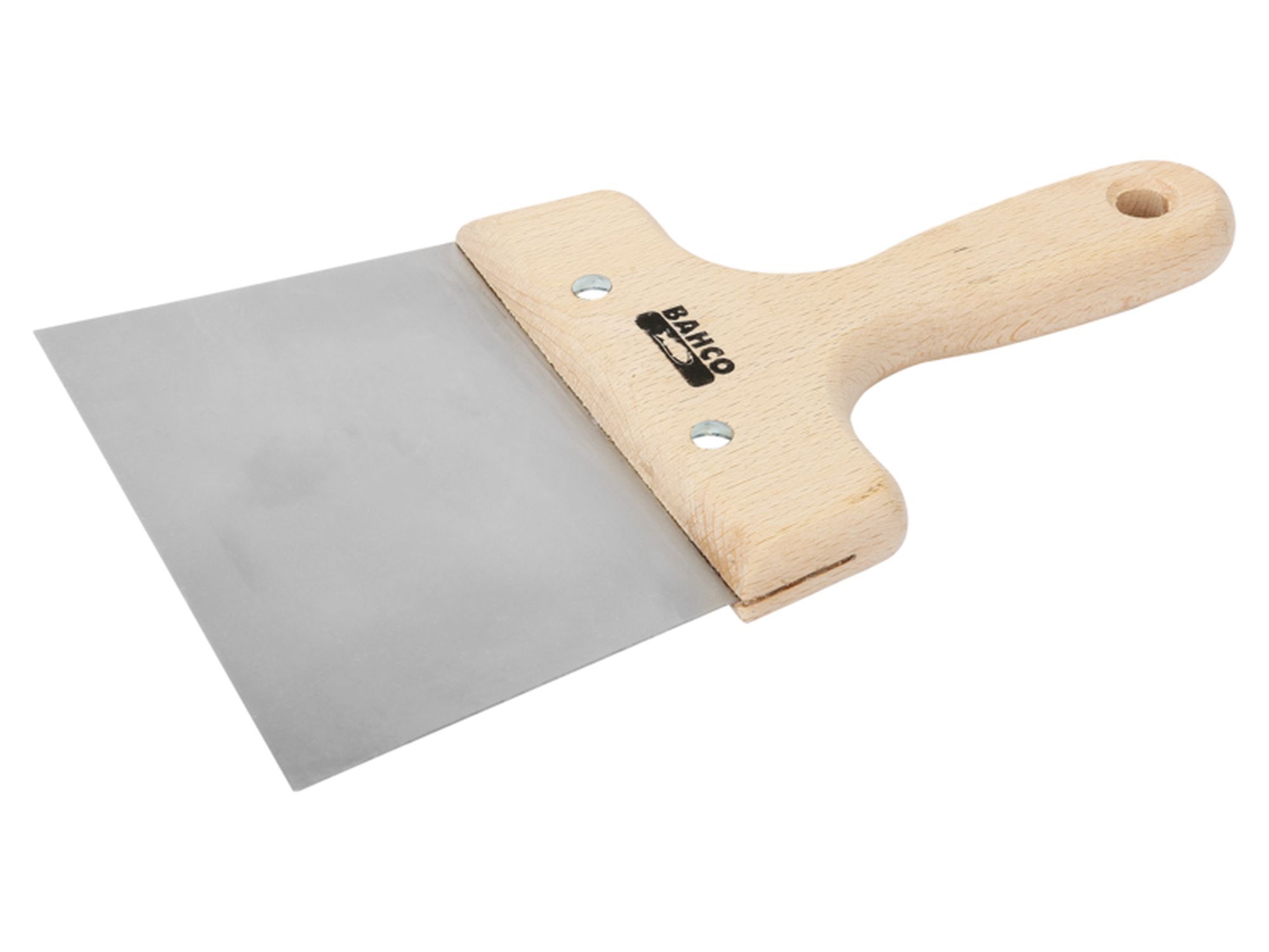 Espátula de emplastecer con hoja de acero inoxidable y mango de madera de 120 mm x 235 mm