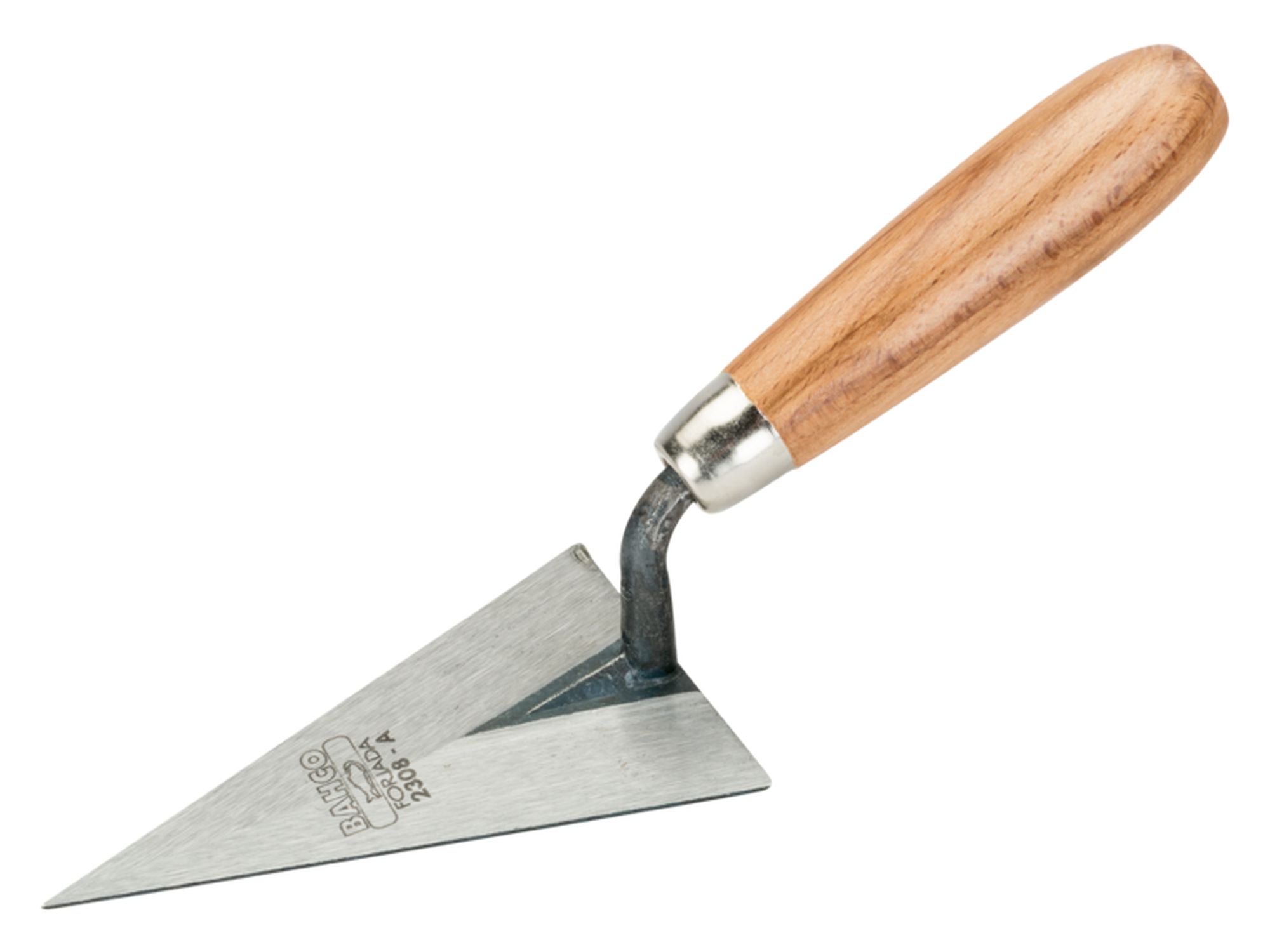 Paleta de albañil con hoja de punta aguda y mango de madera de 120 mm x 70 mm