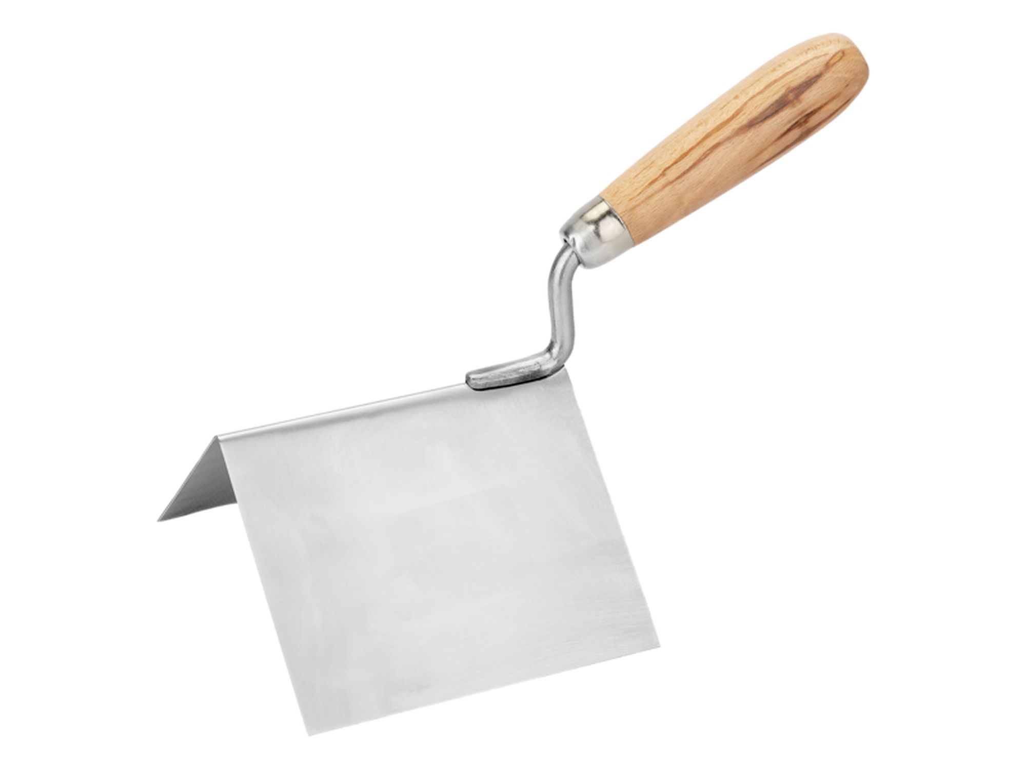 Paleta de albañil para exteriores con hoja de acero inoxidable y mango de madera remachado de 120 mm x 97 mm x 97 mm