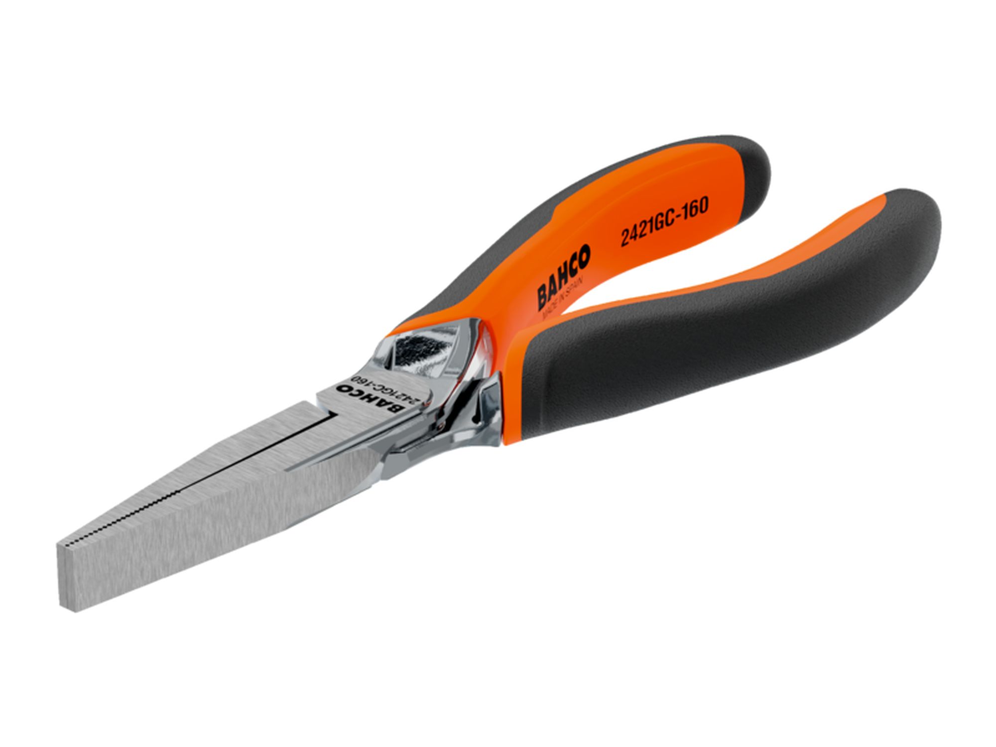 Alicates ERGO™ de boca plana y cabeza larga, cromados, con mangos bi-materiales (160 mm) Embalaje industrial