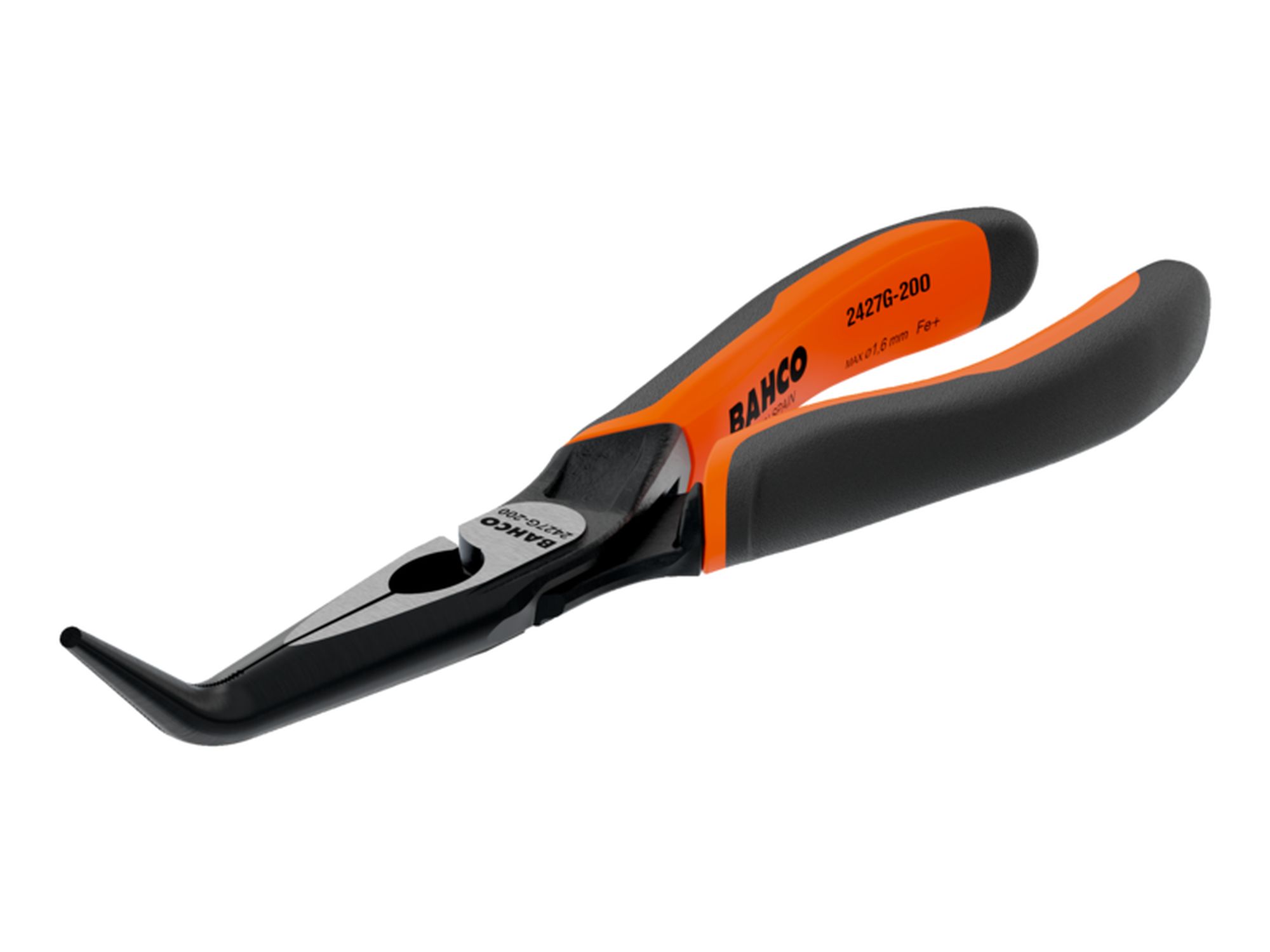 Alicates ERGO™ de boca semirredonda y punta curvada 45º, con mangos bi-materiales (160 mm)