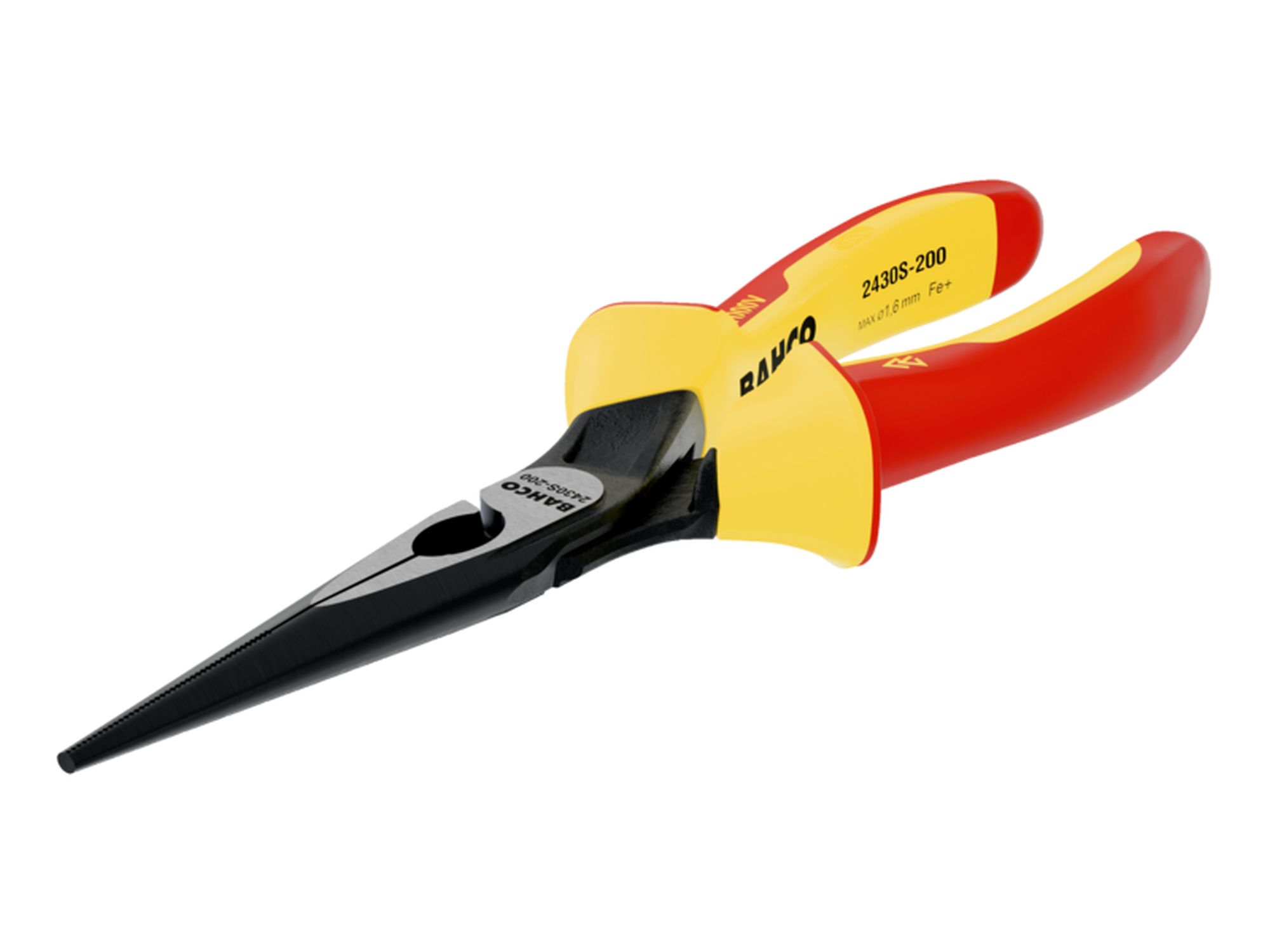 Alicates ERGO™ de boca semirredonda con mangos bi-materiales aislados (140 mm)