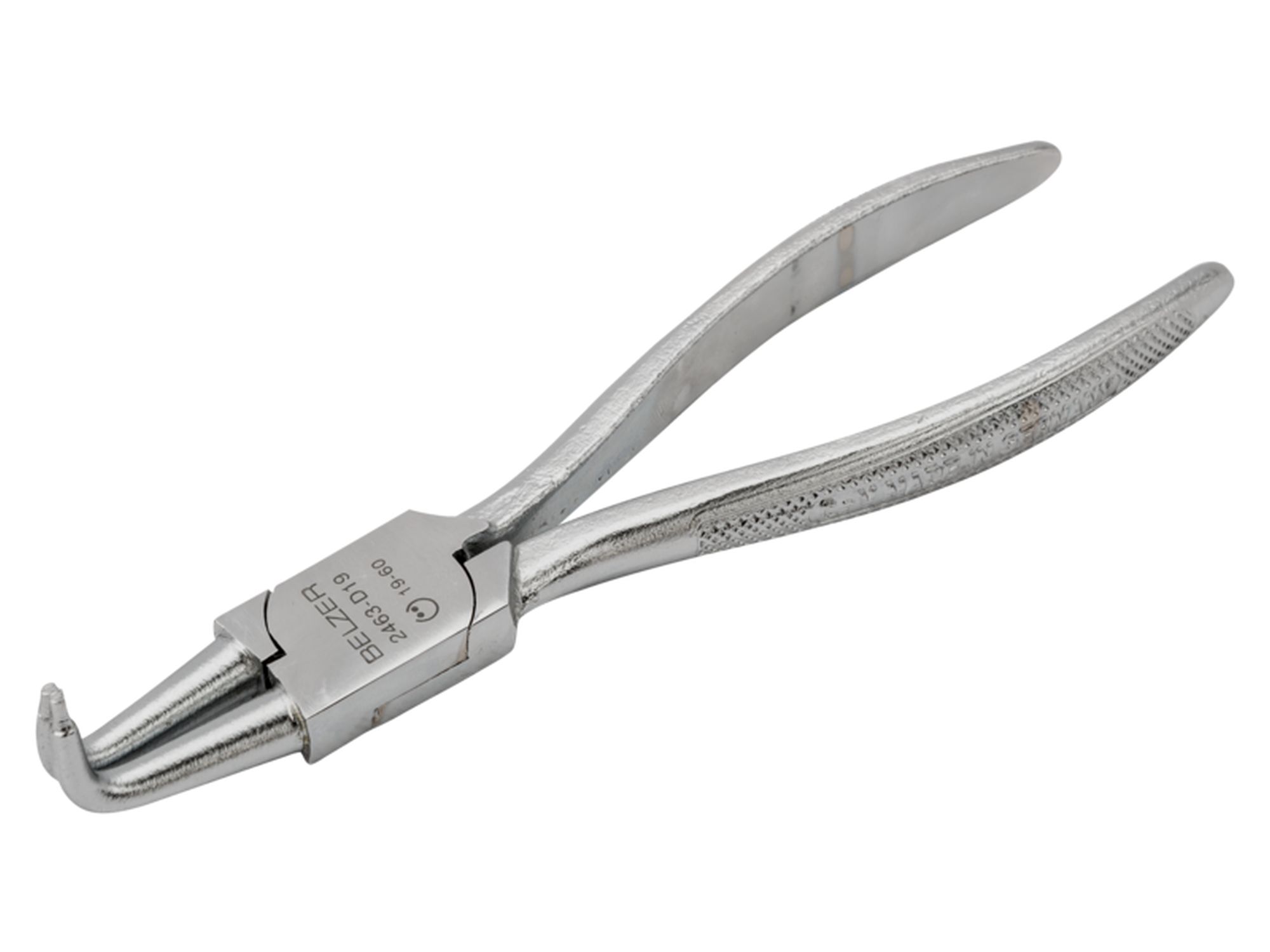 Alicates para arandelas interiores con mordazas curvadas a 90° y acabado cromado (8-25 mm)