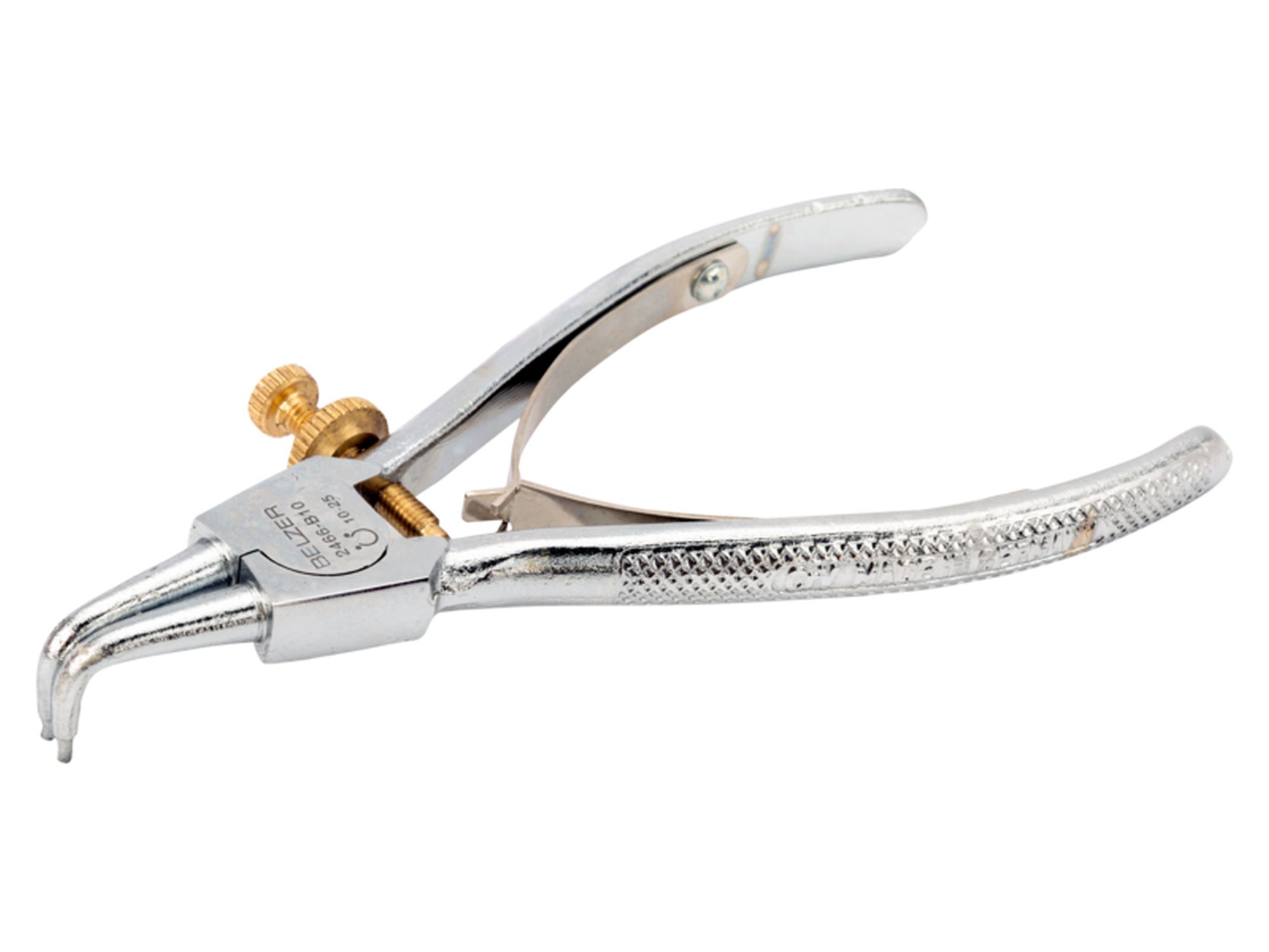 Alicates para arandelas exteriores con mordazas curvadas a 90° y acabado cromado (19-60 mm)