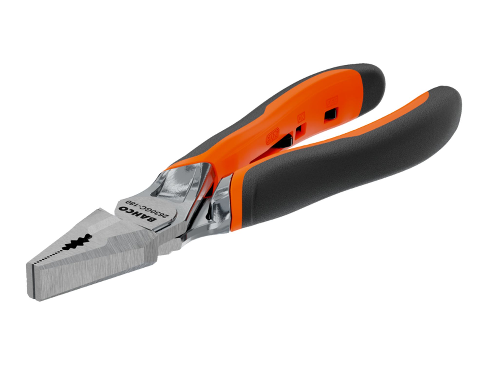 Alicates ERGO™ universales cromados, con mangos bi-materiales. Filo de corte reforzado (180 mm) Embalaje industrial