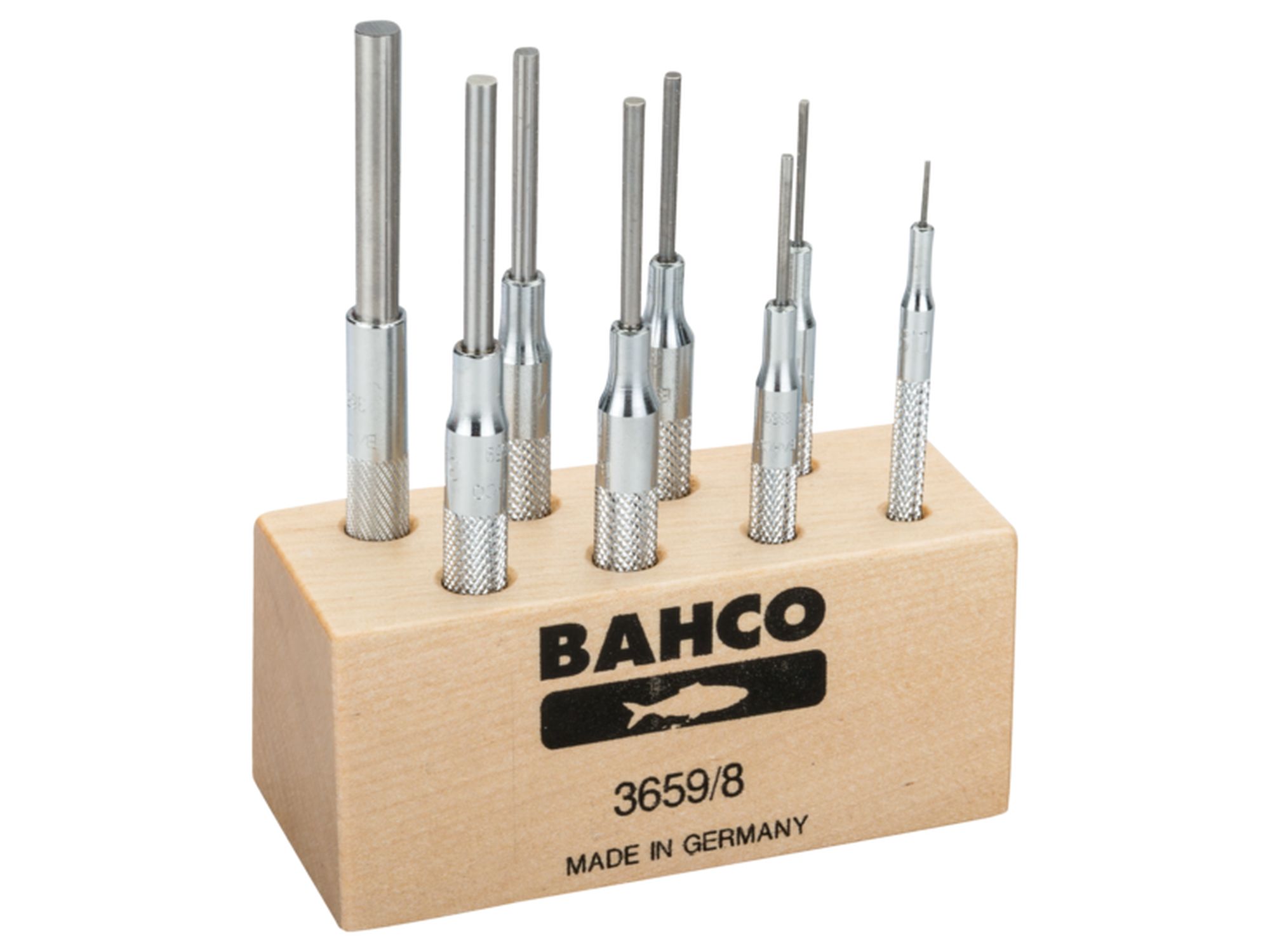 Juego de botadores con manguito guía estriado: 8 piezas/expositor de plástico