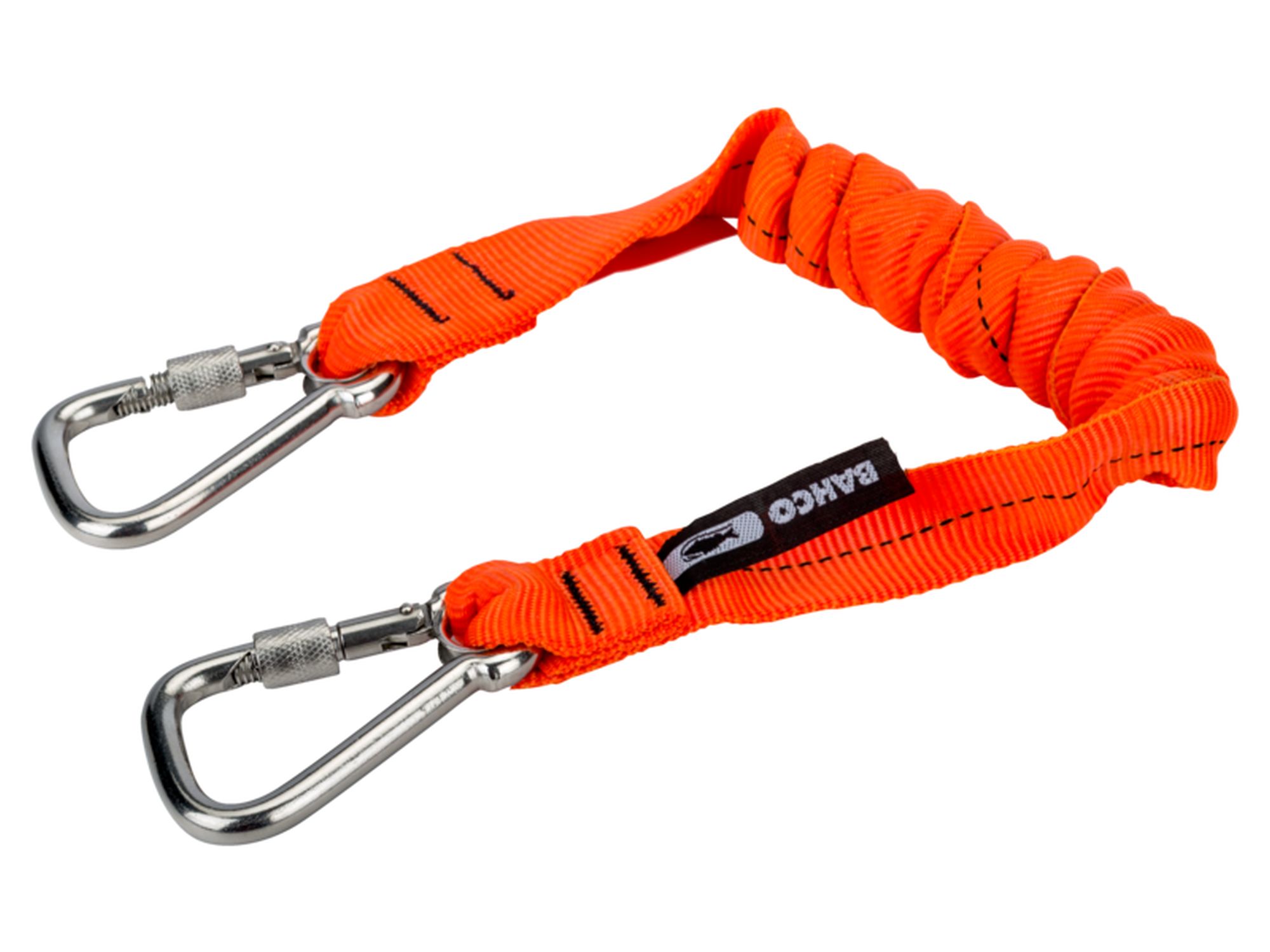 Lanyard naranja de alta visibilidad con mosquetón fijo para 12 kg de 1 m
