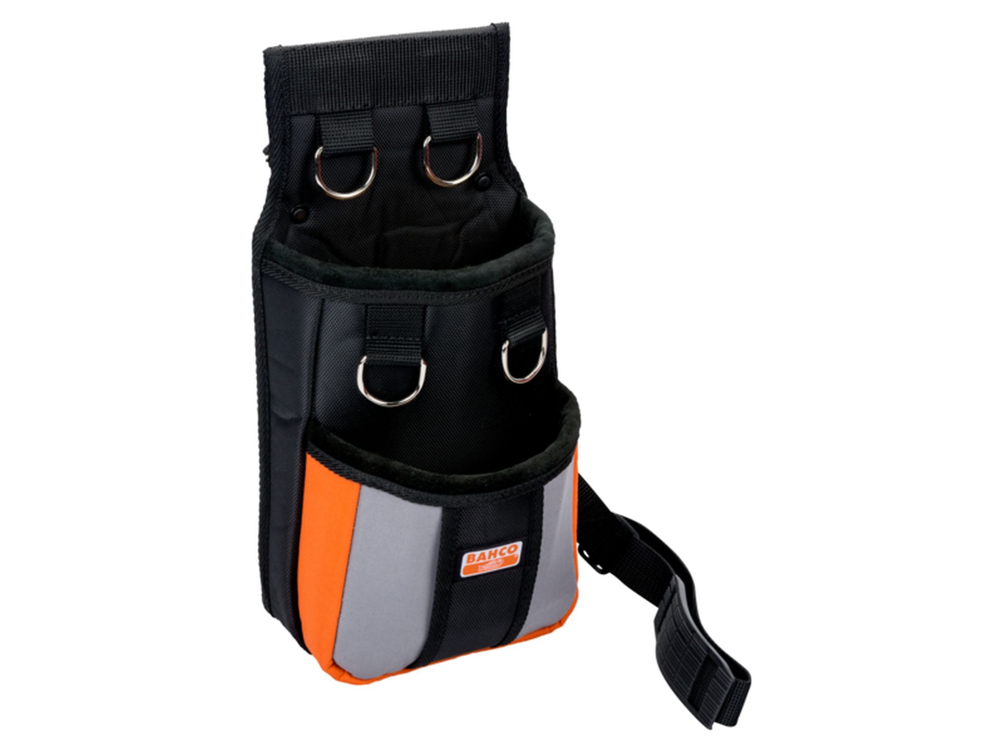 Bolsa con 2 bolsillos grandes y 4 anillas de seguridad para su fijación a lanyards