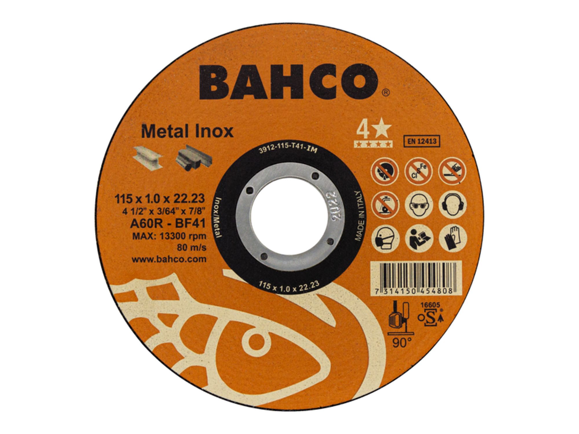 Discos abrasivos de corte de alto rendimiento para uso general, Inox y metal 115 x 1.0 x 22.23mm