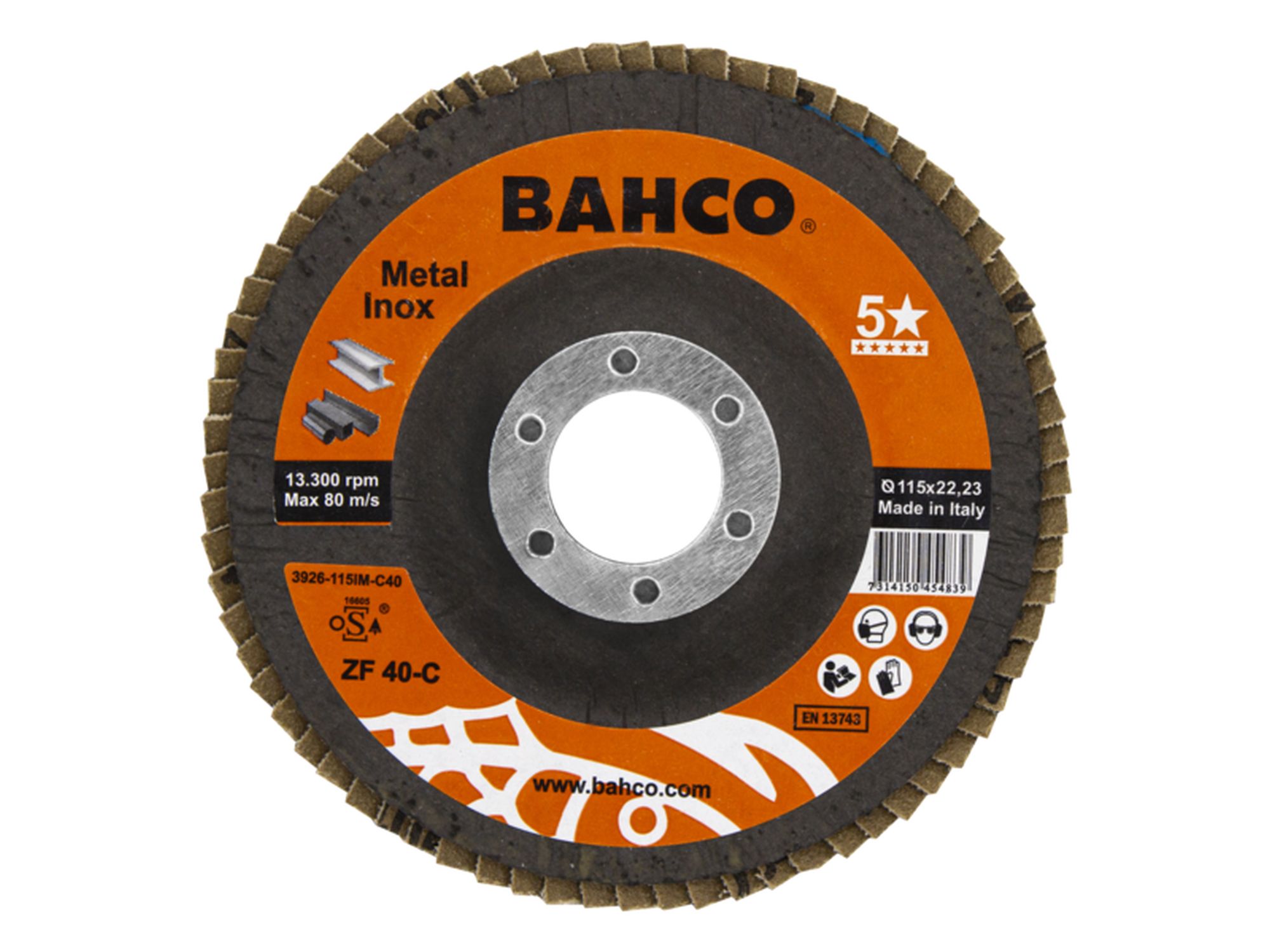 Discos abrasivos de láminas cónicas para inox. y metal 115 x P120 x 22.23mm