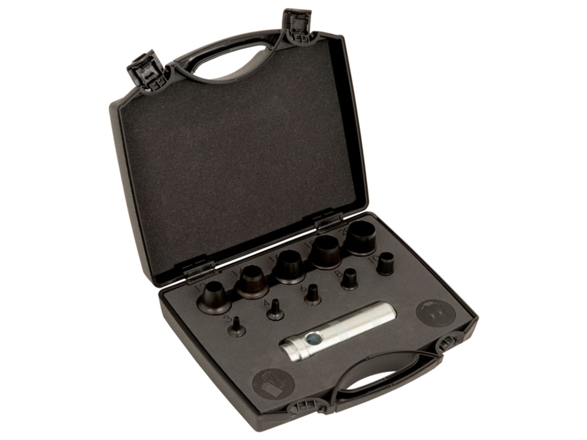 Juego de sacabocados intercambiables de 3 mm a 20 mm; 11 piezas/caja de plástico