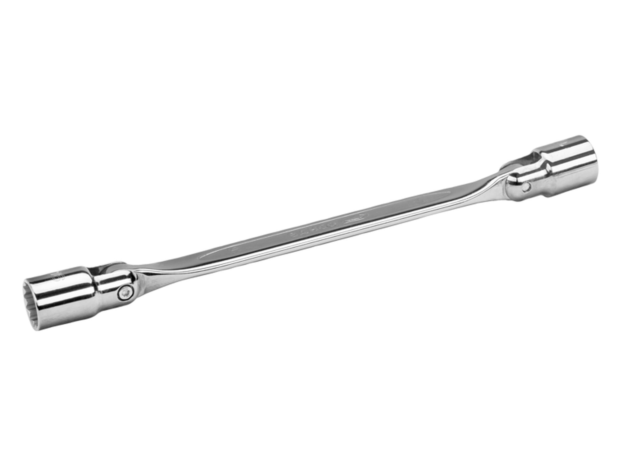 Llave de dos bocas con cabeza articulada de 16 mm x 17 mm con acabado cromado de 253 mm