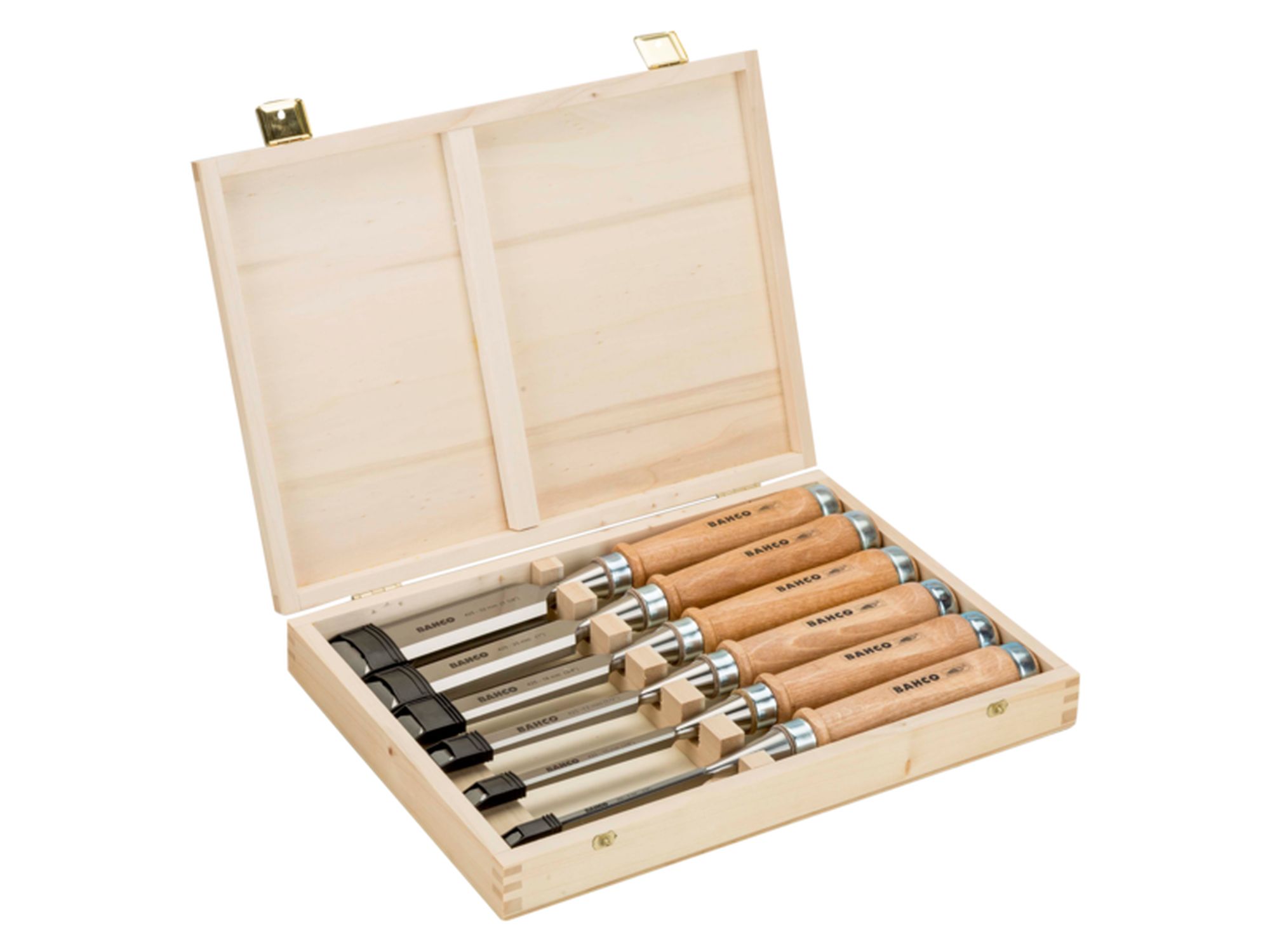 Juego de formones con mango de madera (6 piezas/caja de cartón)