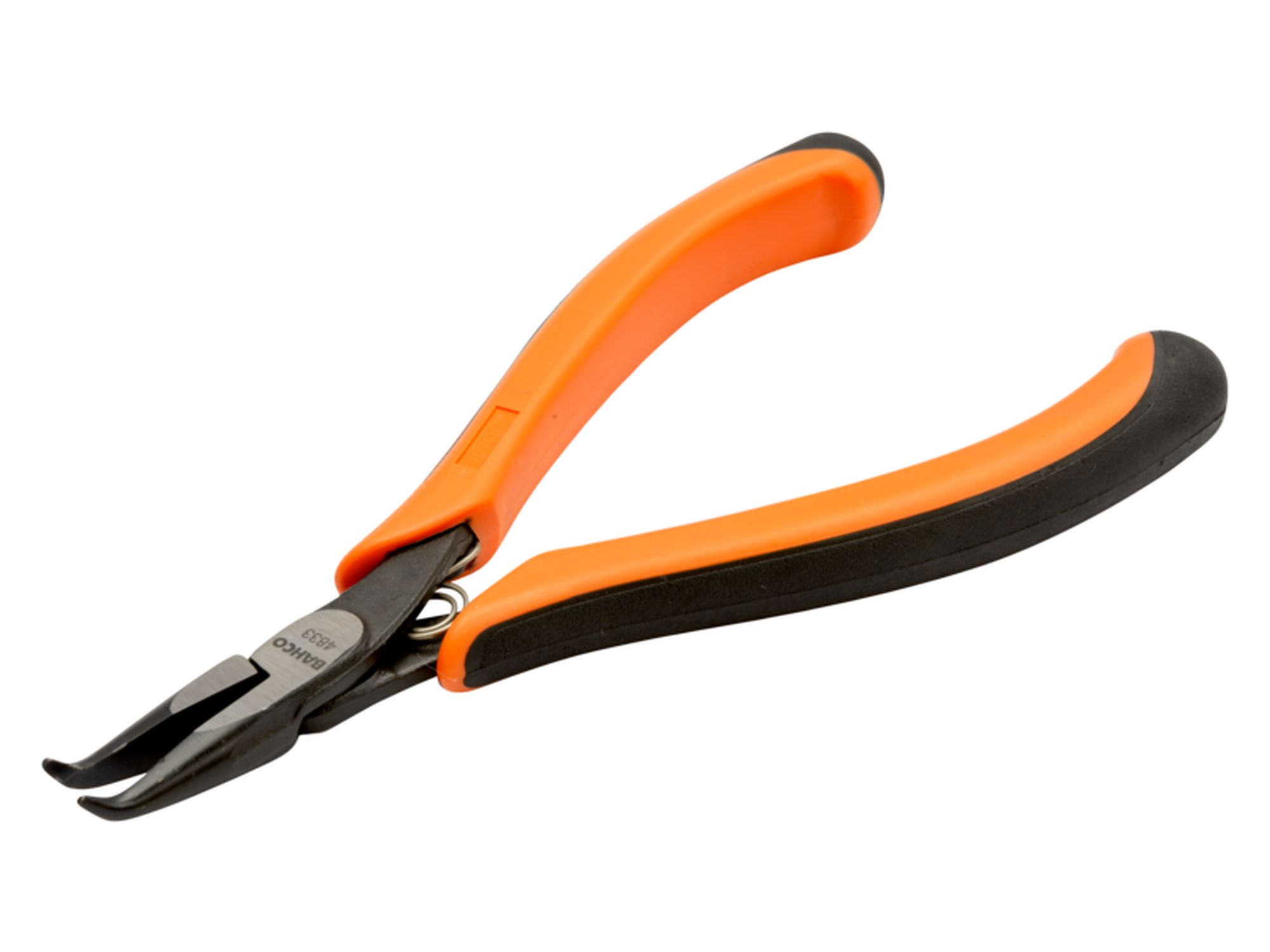 Alicates de boca semirredonda con punta curvada a 60° ERGO™, mangos bi-componente y acabado fosfatado de 130 mm