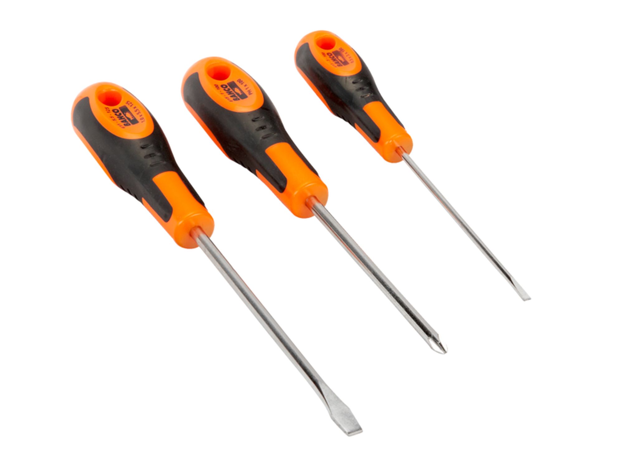 Juego de destornilladores ranurados/Phillips con mango de goma (3 piezas)