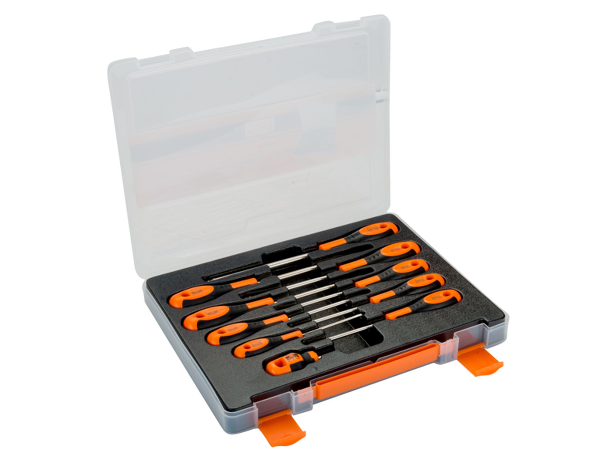 Juego de 10 destornilladores para ranurados, Phillips y Robertson con agarre de goma