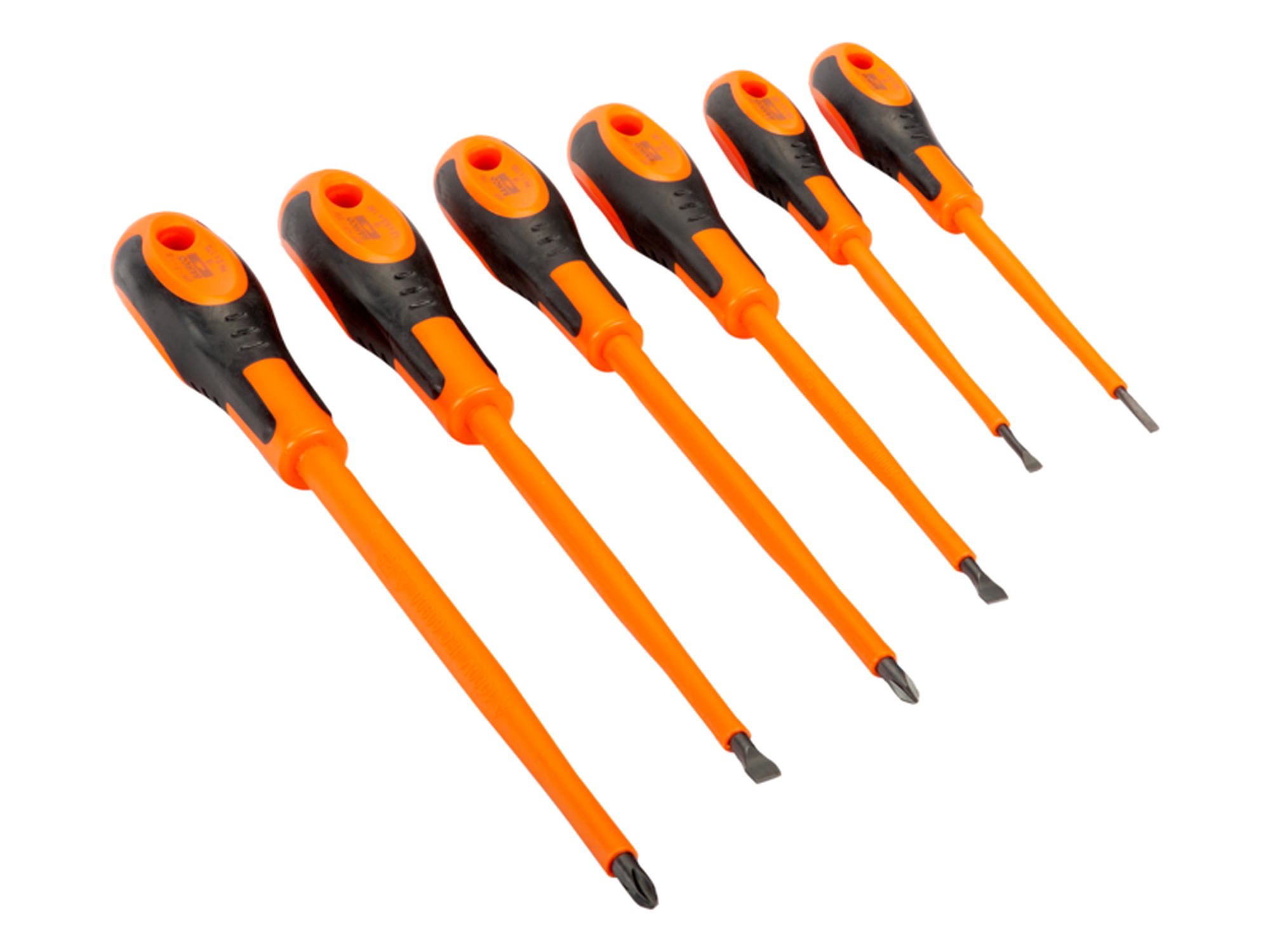 Juego de 6 destornilladores para ranurados y Phillips PH1-PH2 con mango de goma, 3-6,5 mm