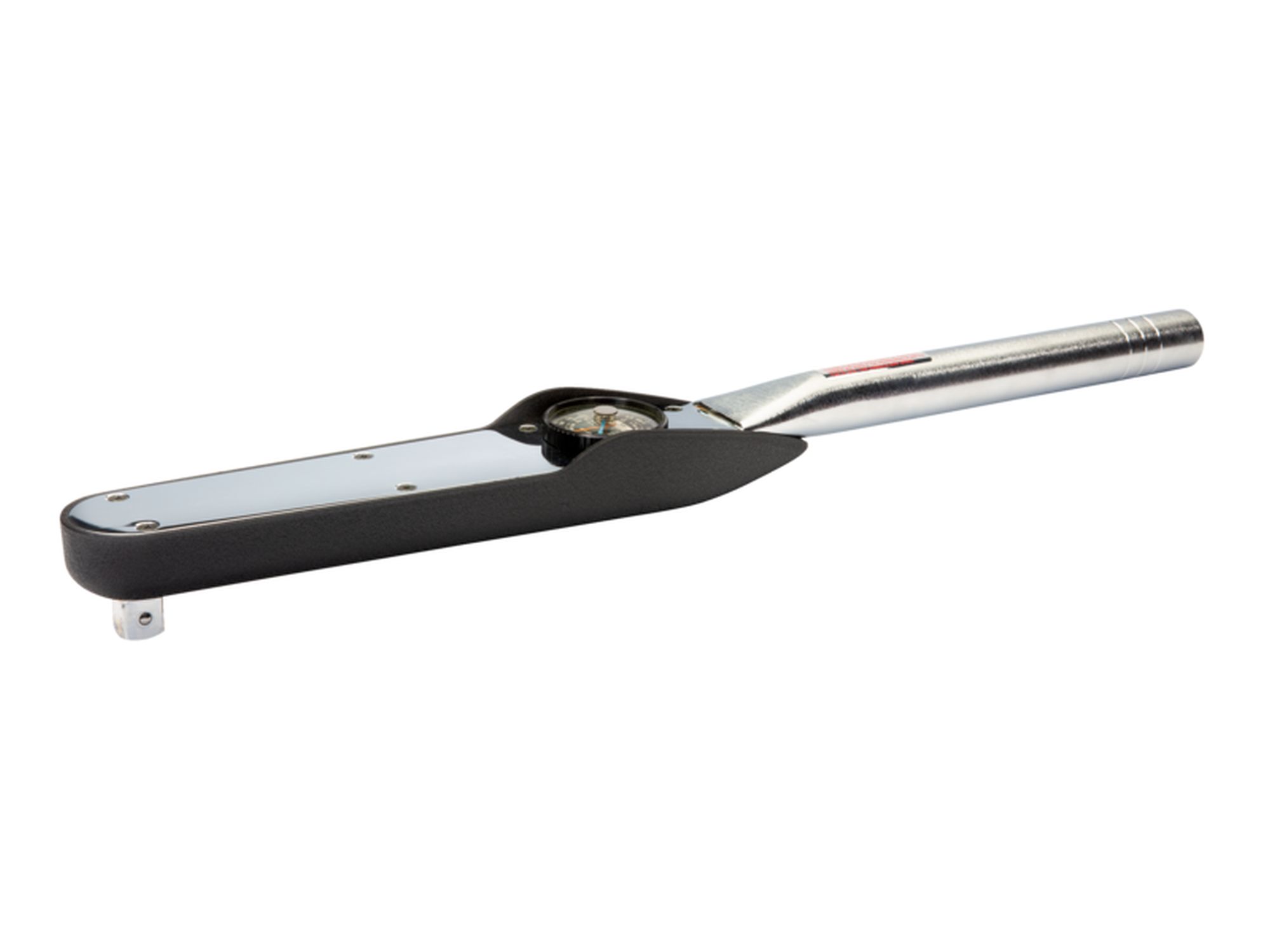 Llave dinamométrica mecánica de dial, cuadradillo fijo y mango de metal