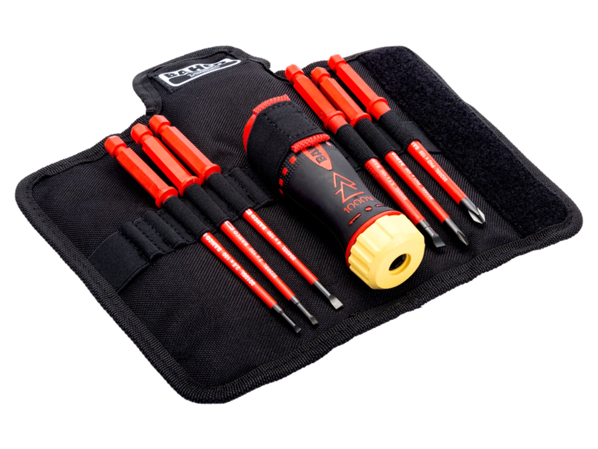 Destornillador a carraca aislado con juego de hojas intercambiables ranuradas y Phillips, 6 unidades