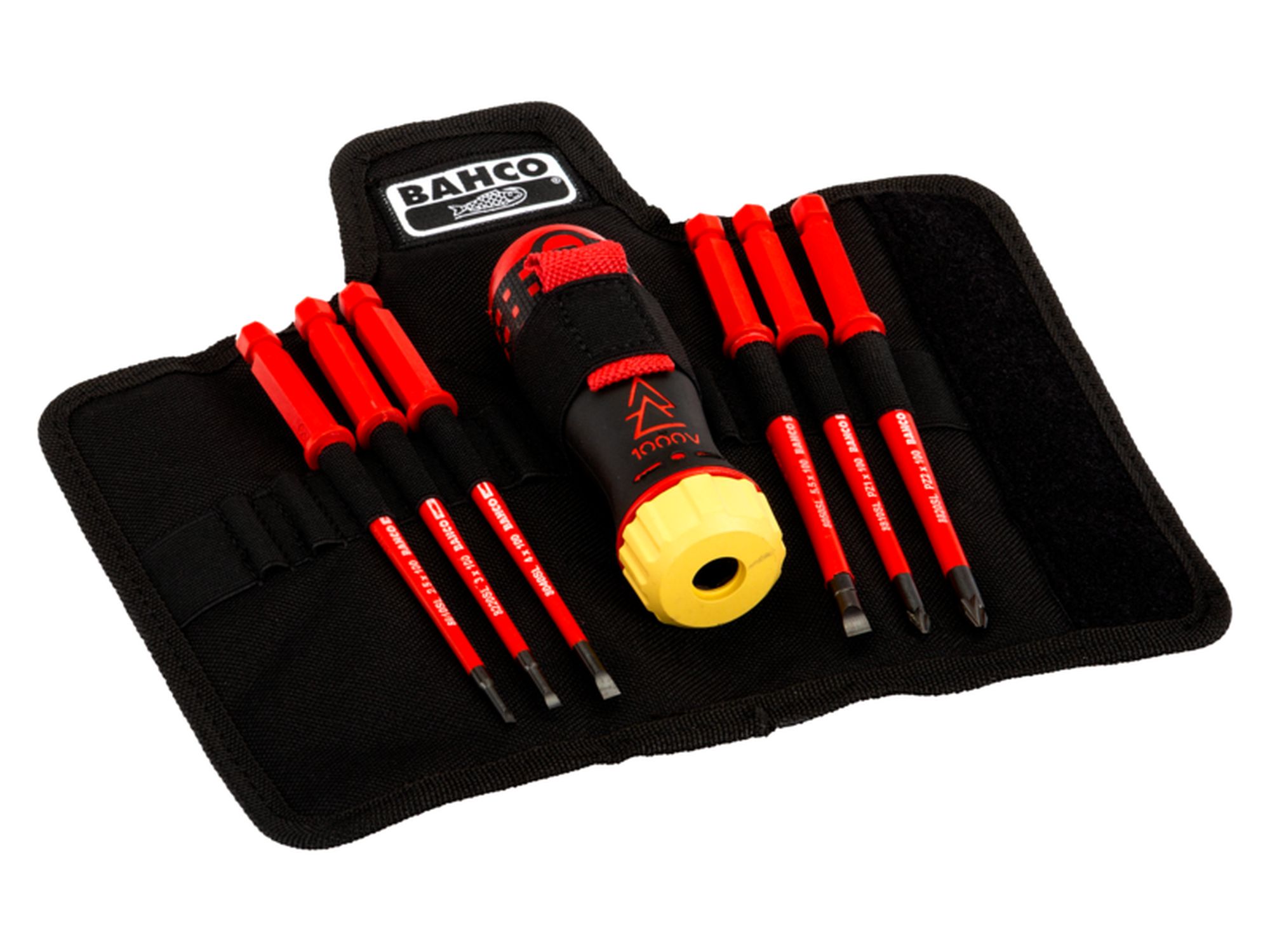 Destornillador a carraca aislado con juego de varillas intercambiables ranuradas y Pozidriv (6 piezas)