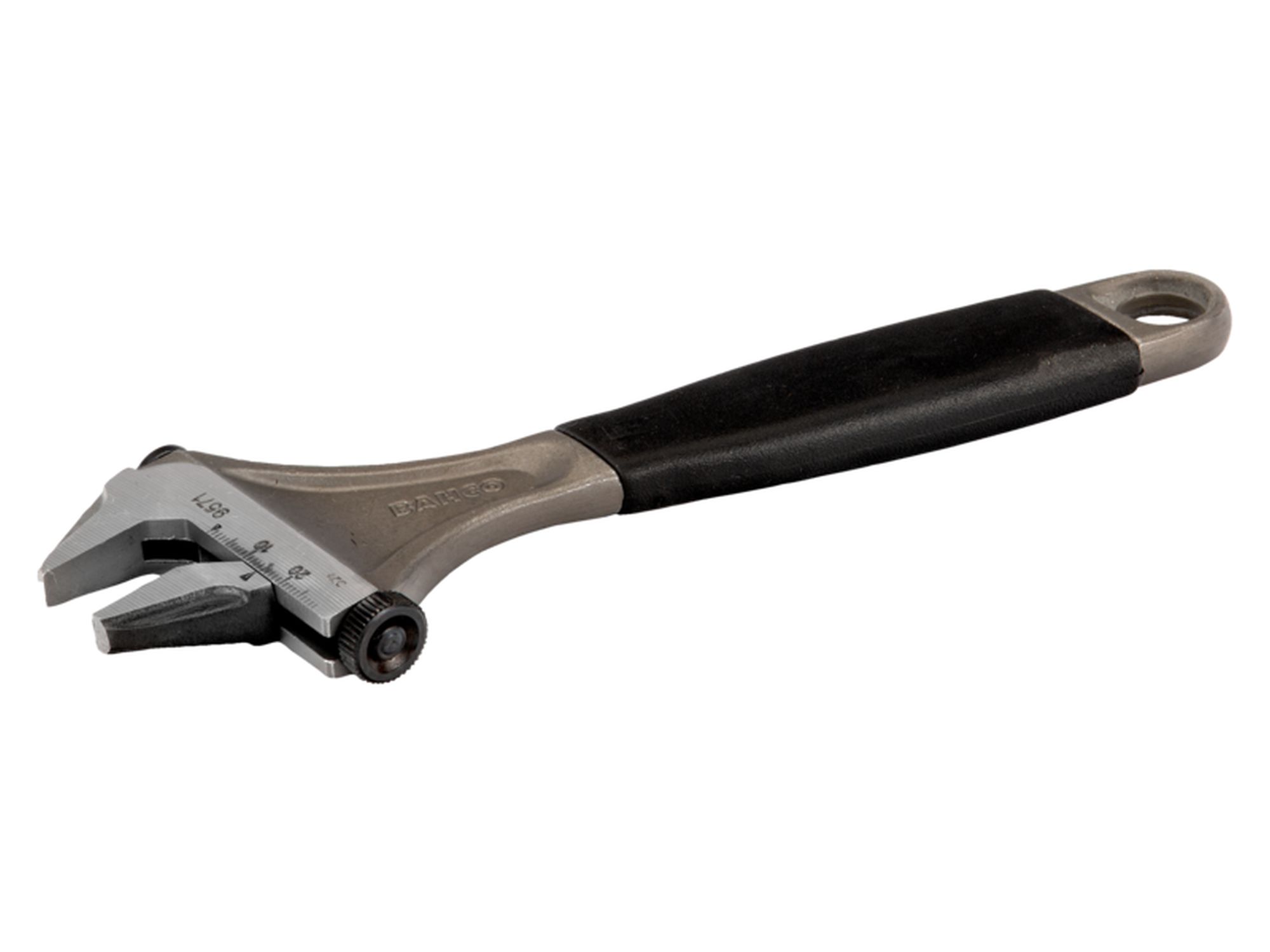 Llave ajustable para industria pesada de moleta lateral de 20 mm con mango de goma y acabado fosfatado de 158 mm