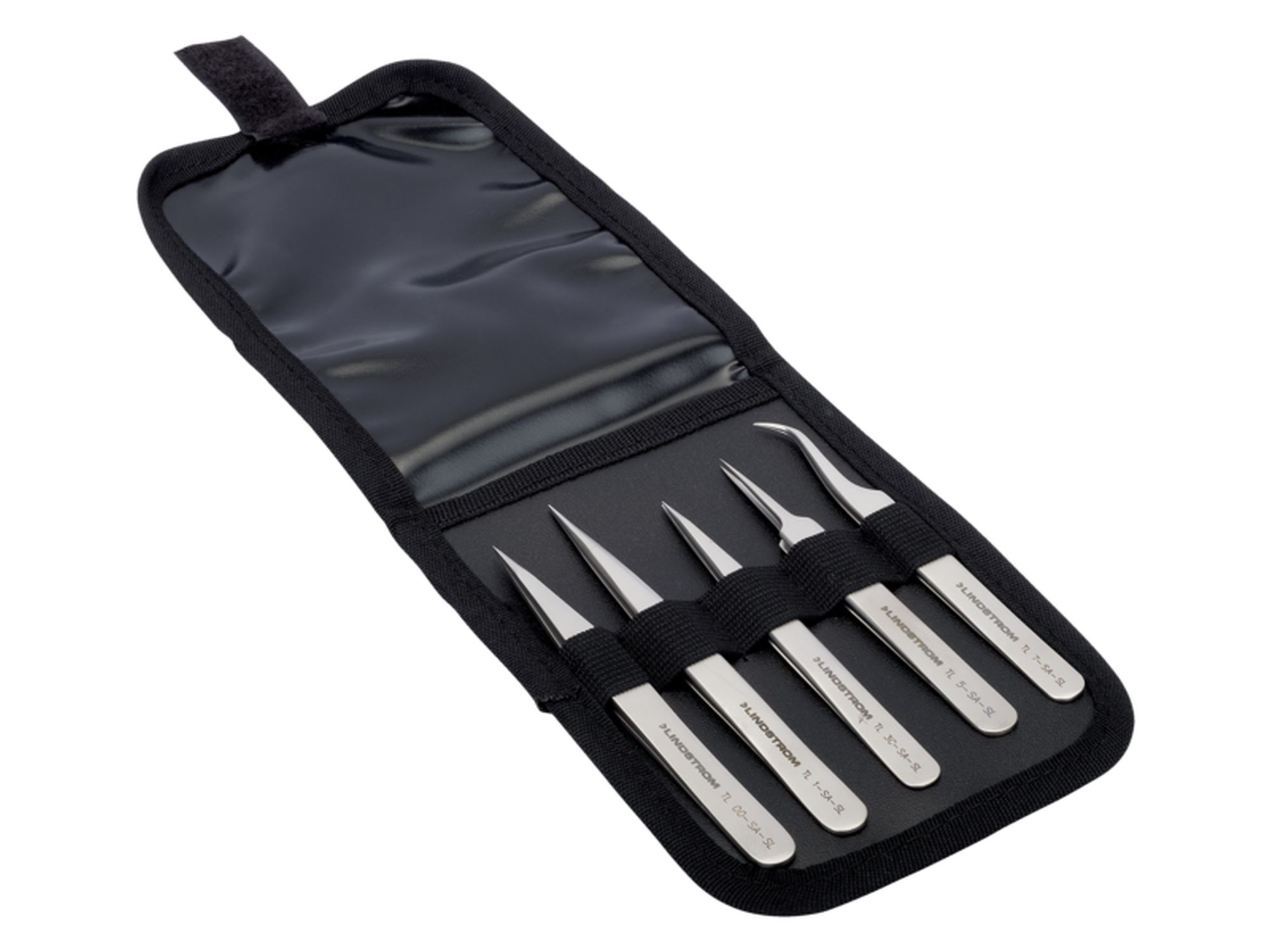 Juego de pinzas tipo 00, 1, 3C, 5 y 7 de alta precisión, anti-magnéticas y de acero inoxidable: 5 unidades/estuche