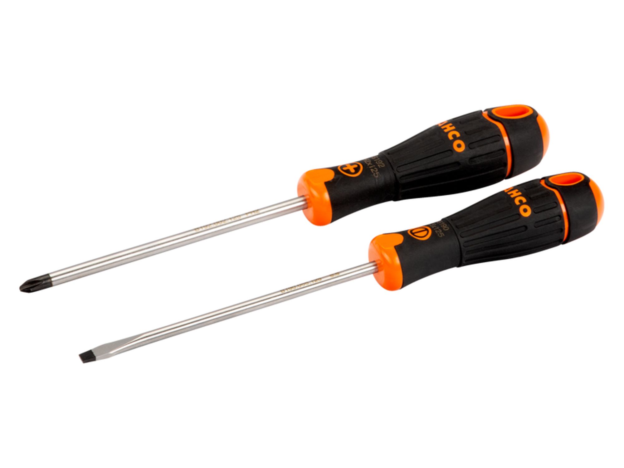 Juego de destornilladores ranurados y Phillips BahcoFit con mango de goma (2 piezas)