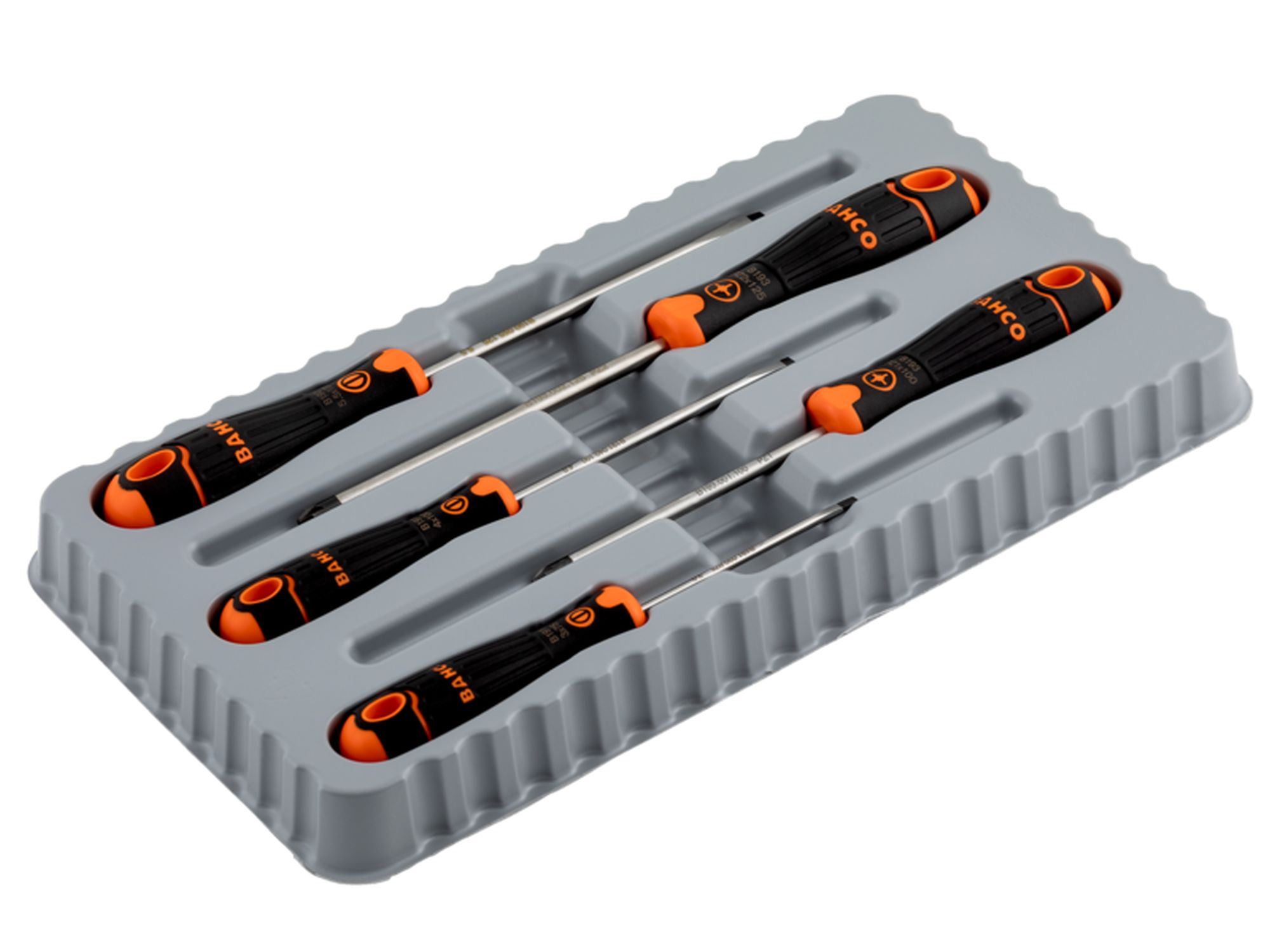 Juego de destornilladores ranurados/Pozidriv BahcoFit con mango de goma (5 piezas)