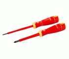 Juego de destornilladores ranurados y Phillips aislados VDE BahcoFit con mango multicomponente (2 piezas)