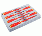 Juego de destornilladores ranurados y Phillips aislados VDE BahcoFit con mango multicomponente, 7 unidades