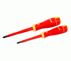 Juego de destornilladores aislados VDE de punta Combi ranurada y Pozidriv BahcoFit con mango multicomponente (2 piezas)