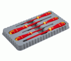 Juego de destornilladores ranurados y Pozidriv aislado VDE BahcoFit con mango multicomponente, 5 unidades