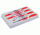 Juego de destornilladores aislados VDE BahcoFit con mango multicomponente con comprobador de tensión de 150 V-250 V: 7 unidades