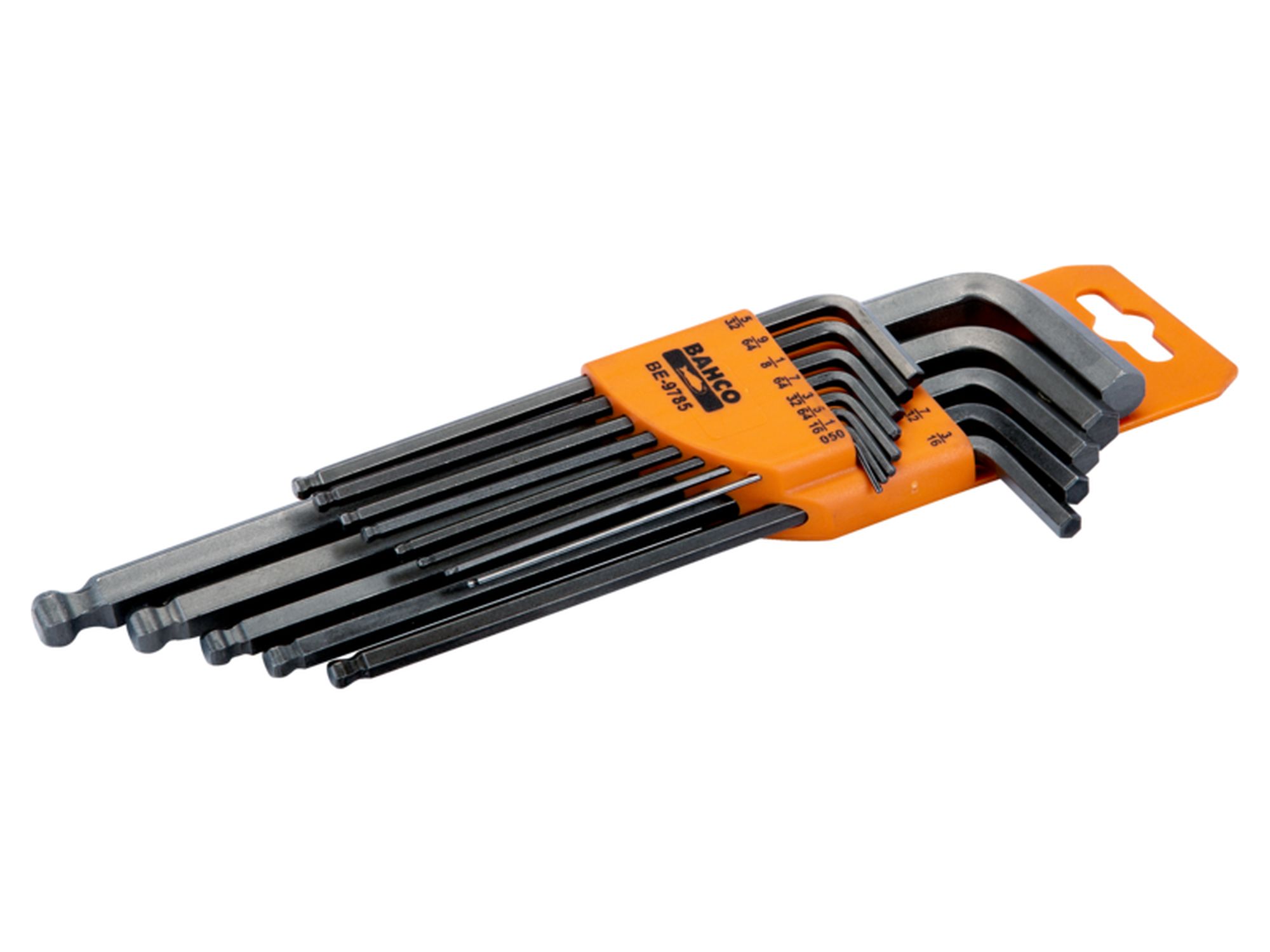 Juego de llaves tipo allen hexagonales con bola serie larga imperial con acabado fosfatado: 13 unidades