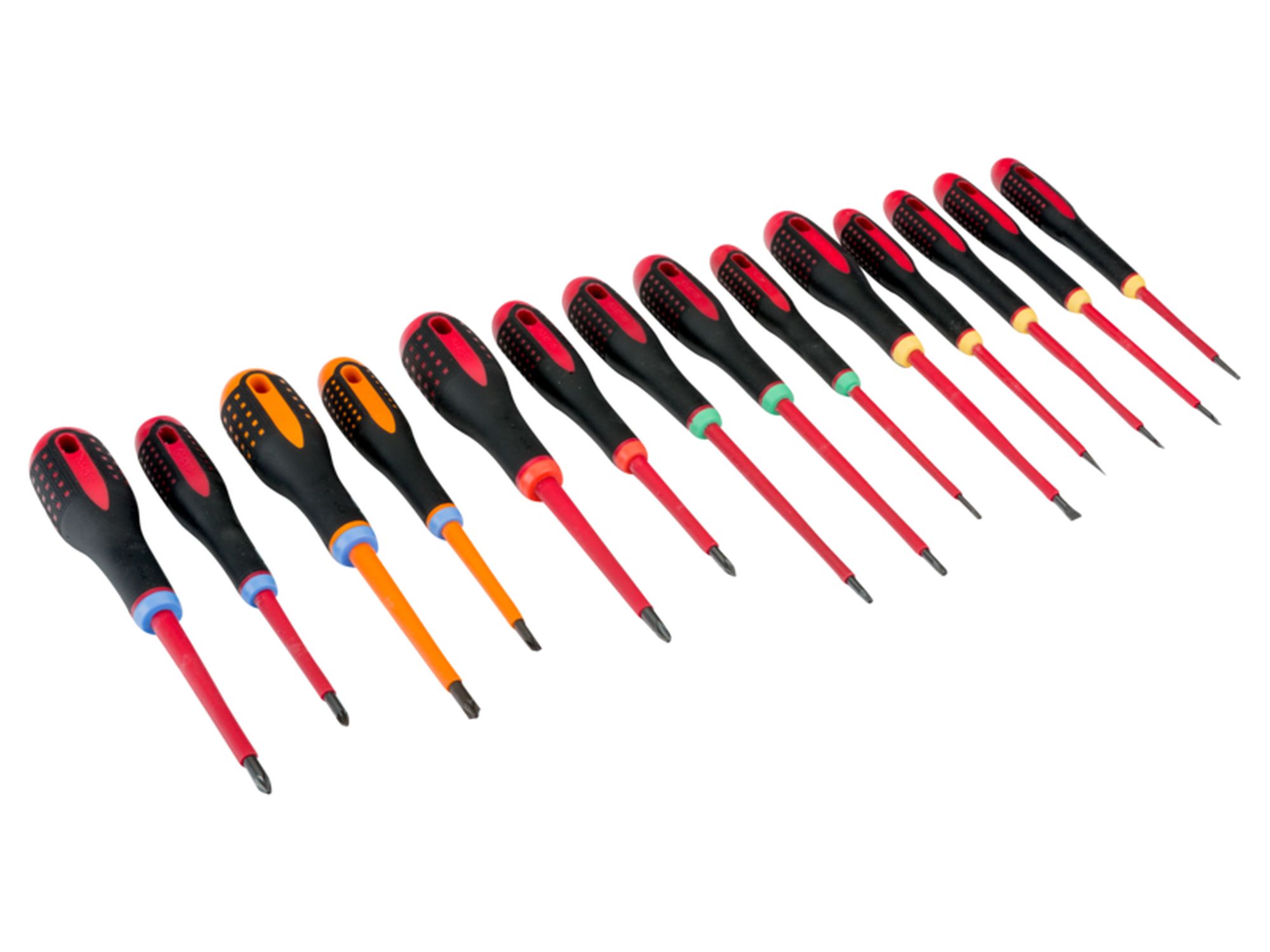 Juego de 14 destornilladores para ranurados, Phillips, Pozidriv, TORX® y Combi PZ ERGO™ con agarre de goma