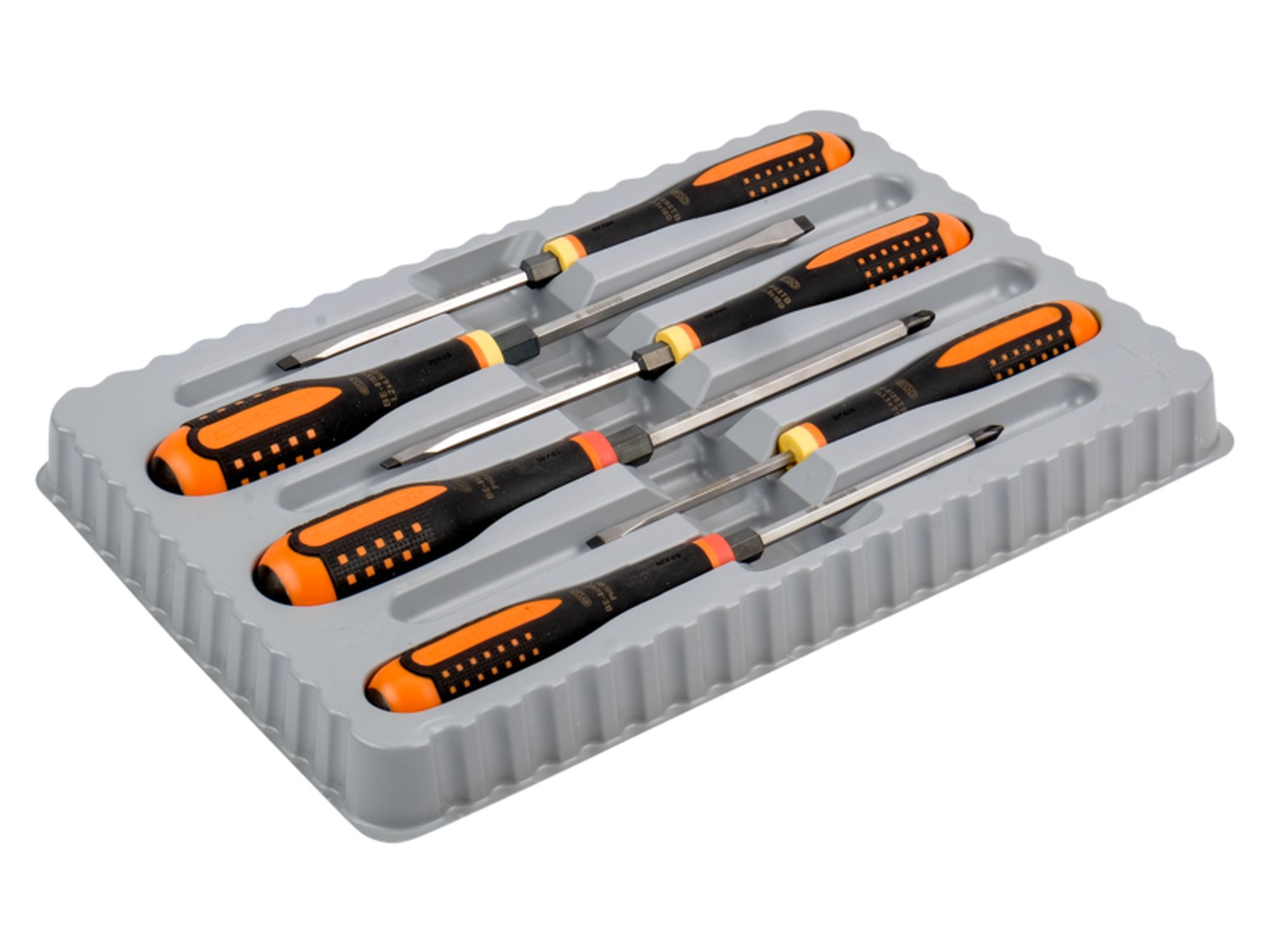 Juego de 6 destornilladores hexagonales de bola para ranurados, Phillips y hexagonales de varilla pasante ERGO™ con mango anti-impacto