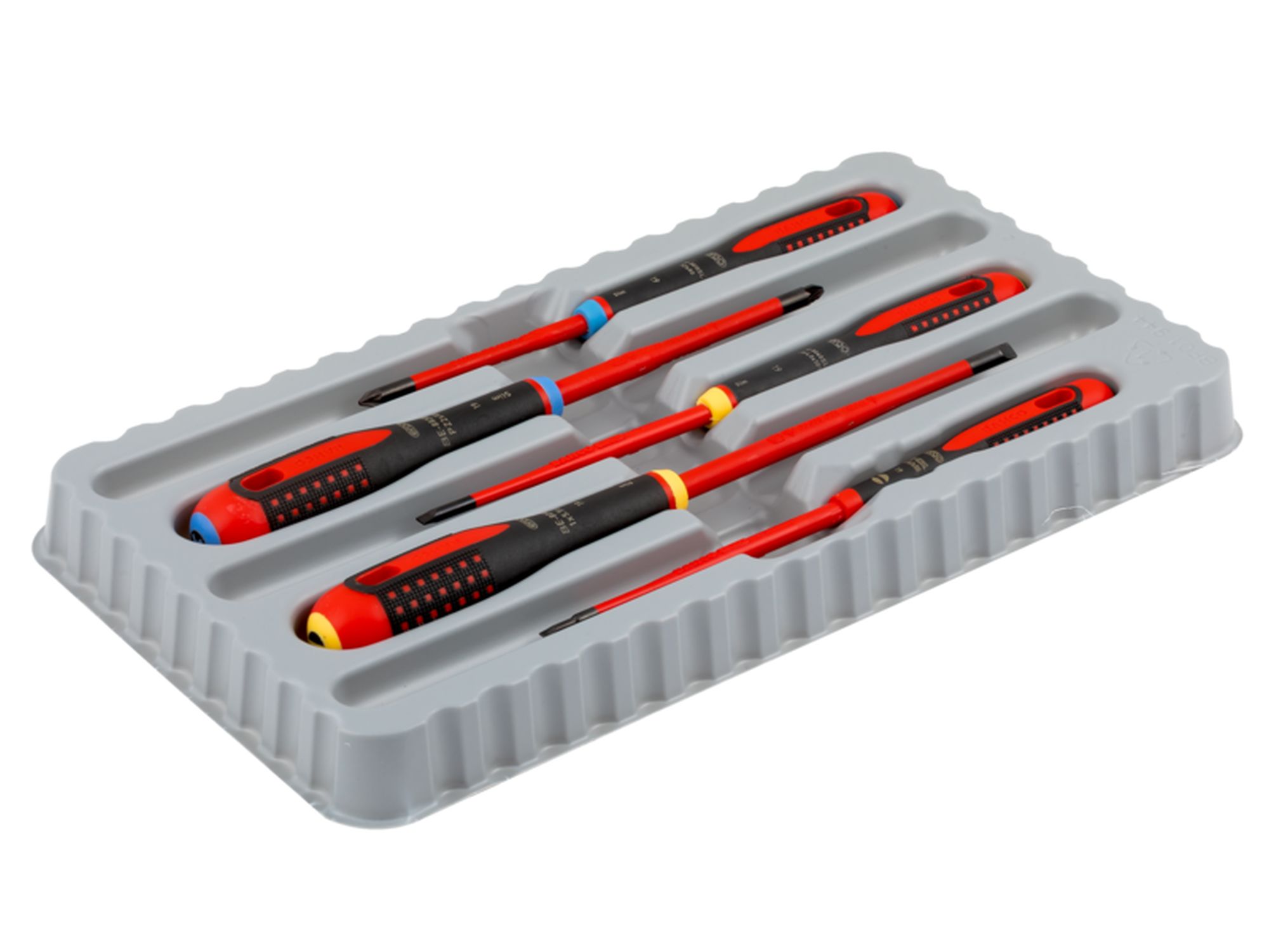 Juego de destornilladores ranurados y Pozidriv aislados VDE Slim ERGO™ con mango de tres componentes: 5 unidades