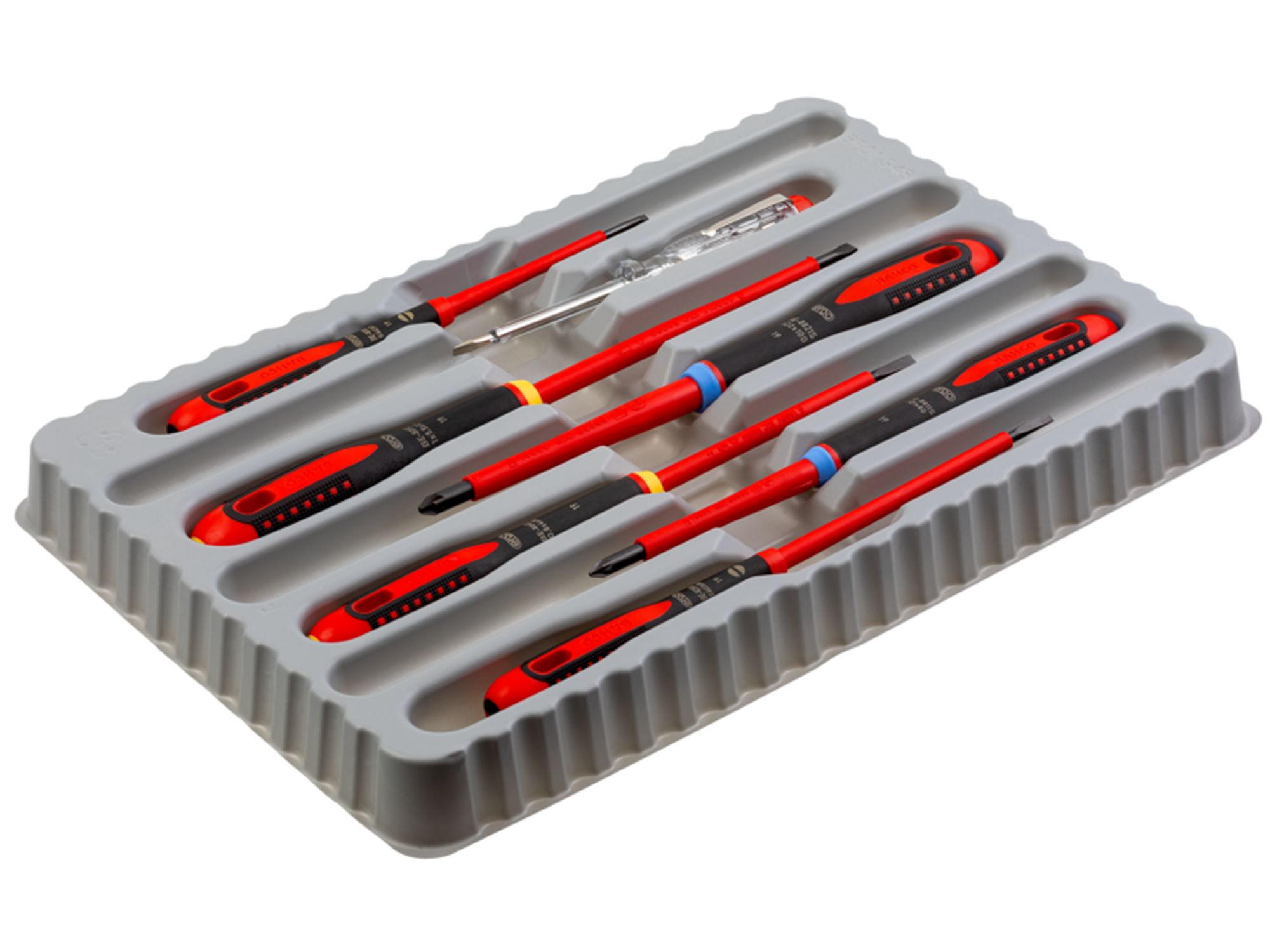 Juego de destornilladores ranurados y Pozidriv aislados VDE ERGO™ con mango de tres componentes (7 piezas)