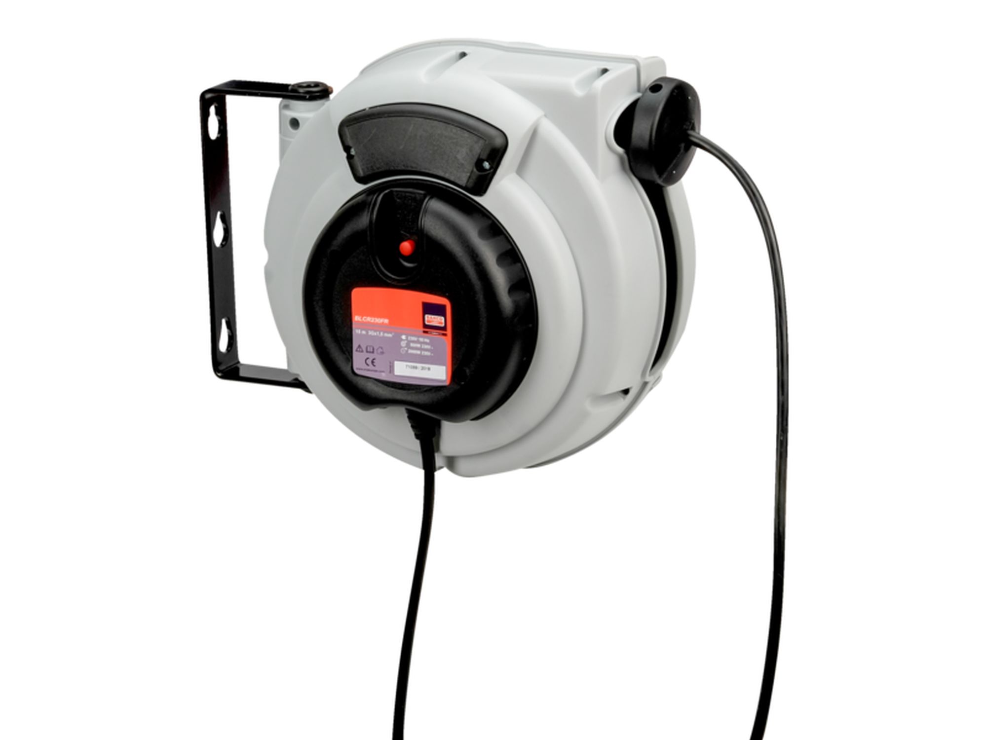 Enrollador de cable de dos fases y 230 V sin lámpara y con enchufes tipo C