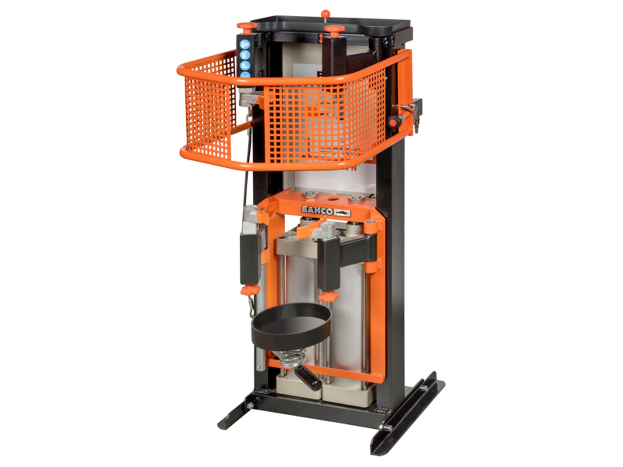 Double pneumatic piston shock absorber compressor with protective grid