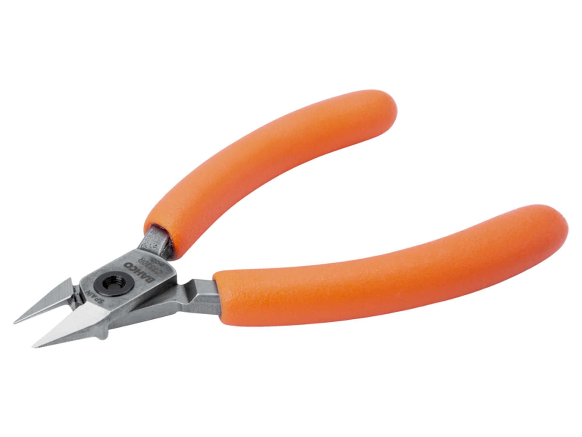 Alicates de corte diagonal compactos con cabeza rebajada/cónica y mango de PVC naranja de 130 mm