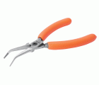 Alicates de boca semirredonda de aguja compactos con punta curvada a 45° y mango de PVC naranja de 141 mm