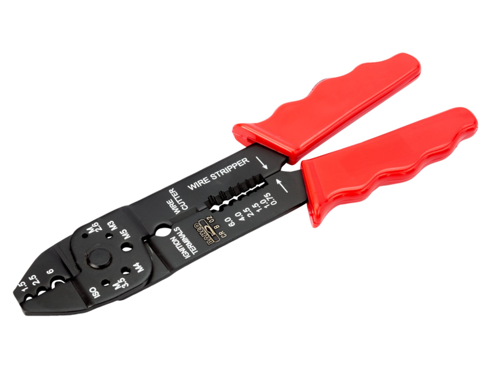 Alicates para engastado/corte/pelado con mango rojo 14 AWG-10 AWG