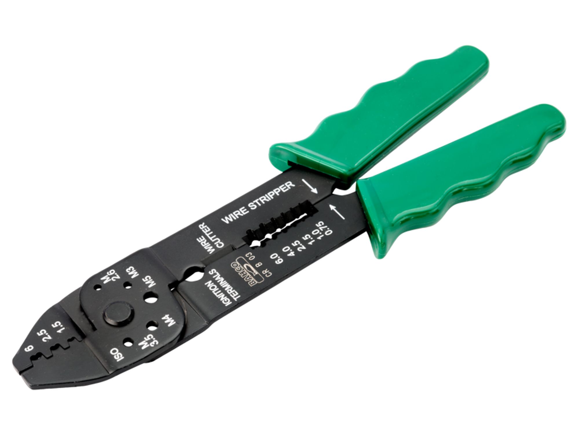 Alicates para engastado/corte/pelado con mango verde 14 AWG-10 AWG