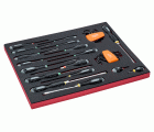 Juego de destornilladores para llaves acodadas, ranurados, Phillips, Pozidriv y TORX en bandeja de foam 3/3 Fit&Go, 34 unidades
