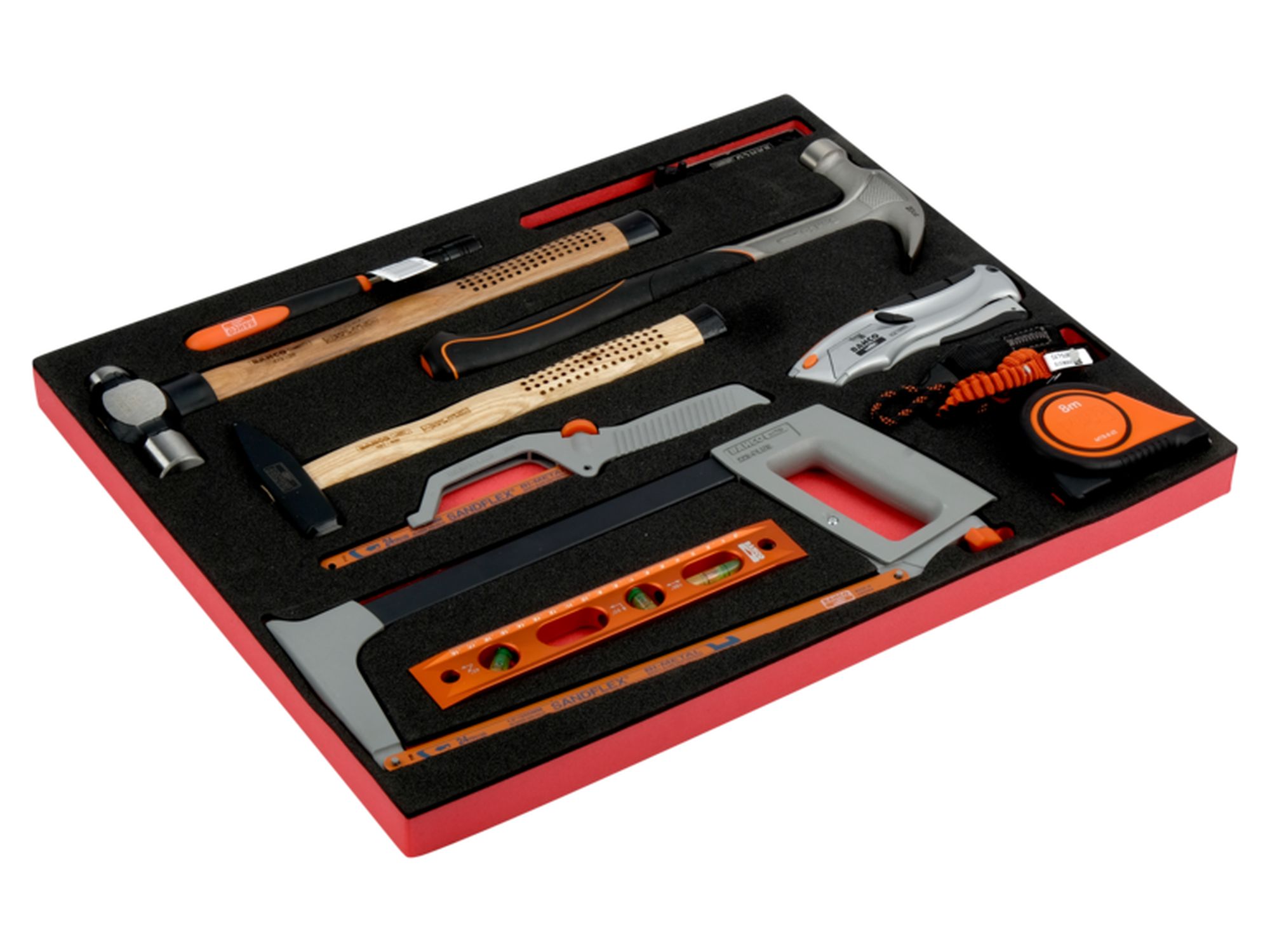 Composición de herramientas de corte y golpeo en bandeja de foam 3/3 Fit&Go, 11 unidades